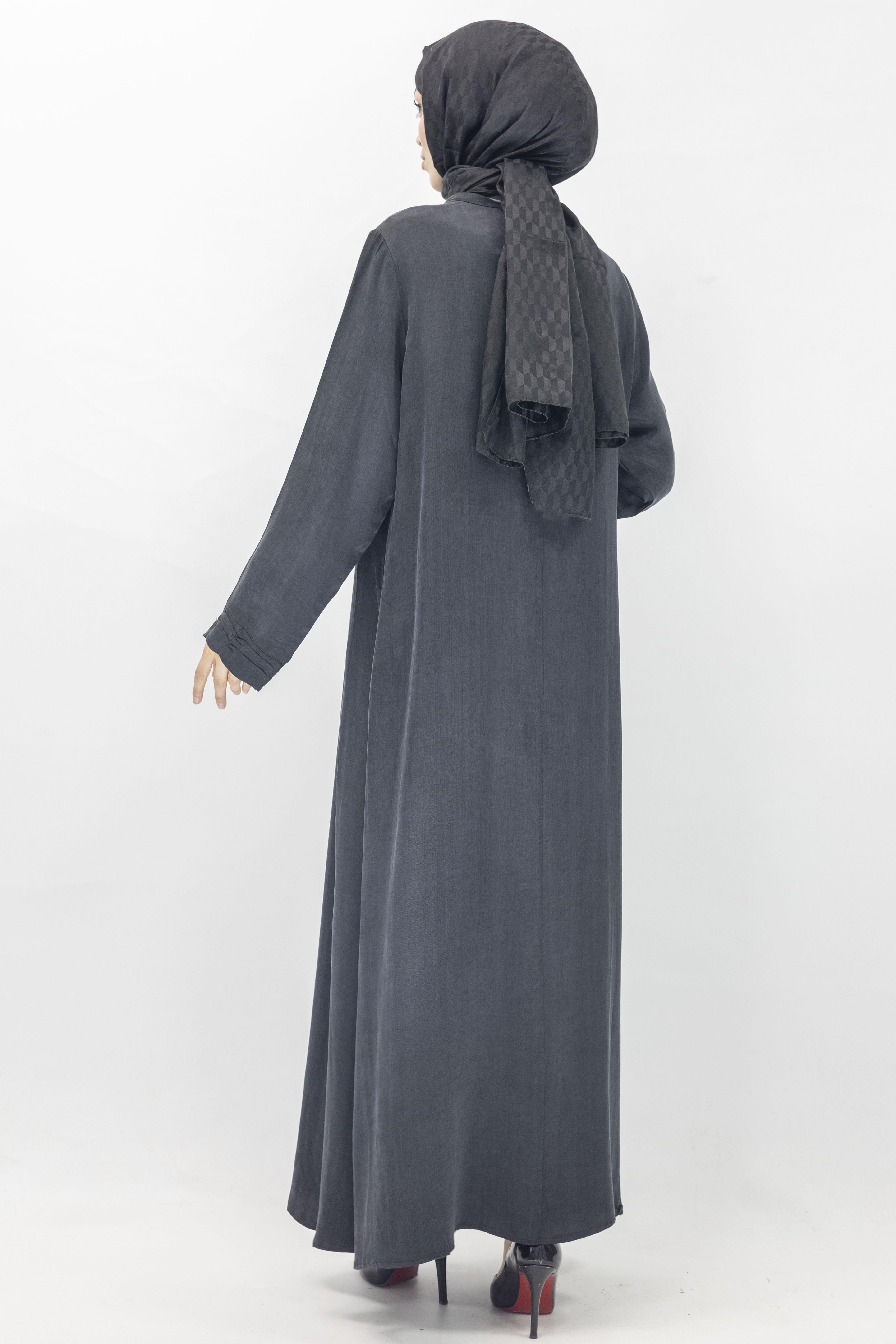 Büyük Beden  Cupra İpek Elbise Siyah OTW5938