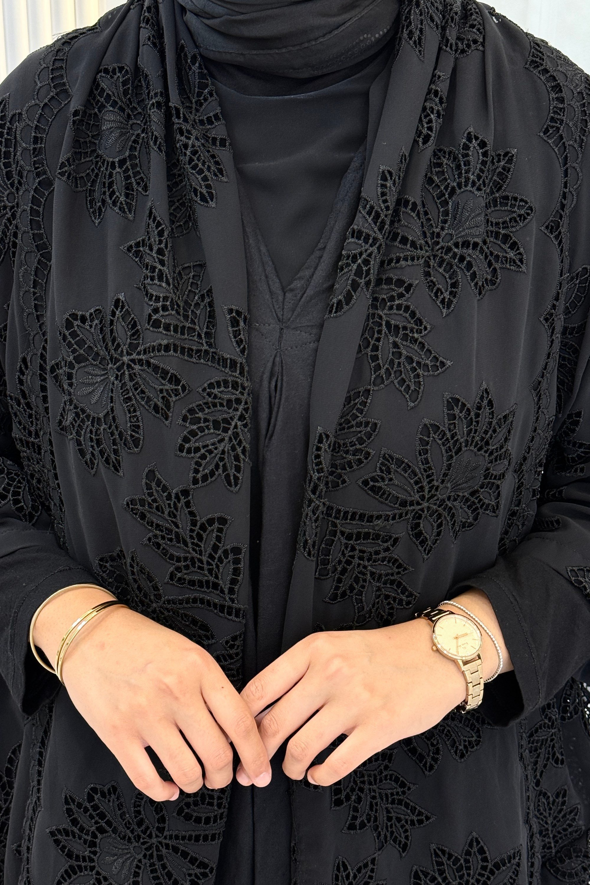 Büyük Beden Dantel Kimono Elbise Takım Siyah OTW9770