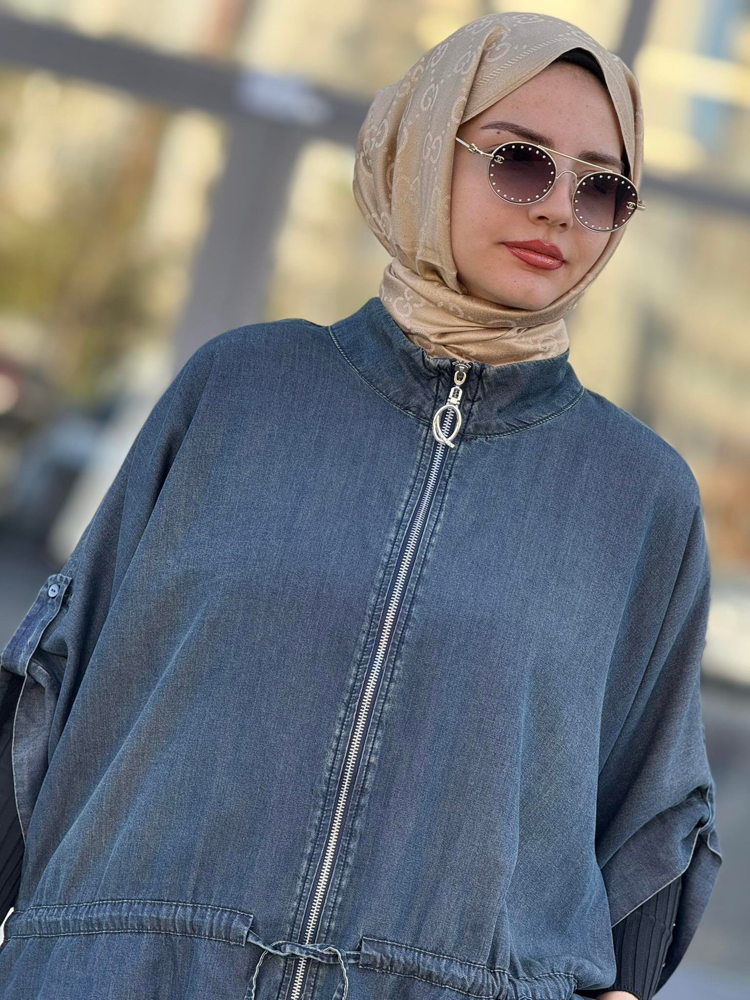 Büyük Beden Denim Tensel Takım Kot Mavi OTW8961