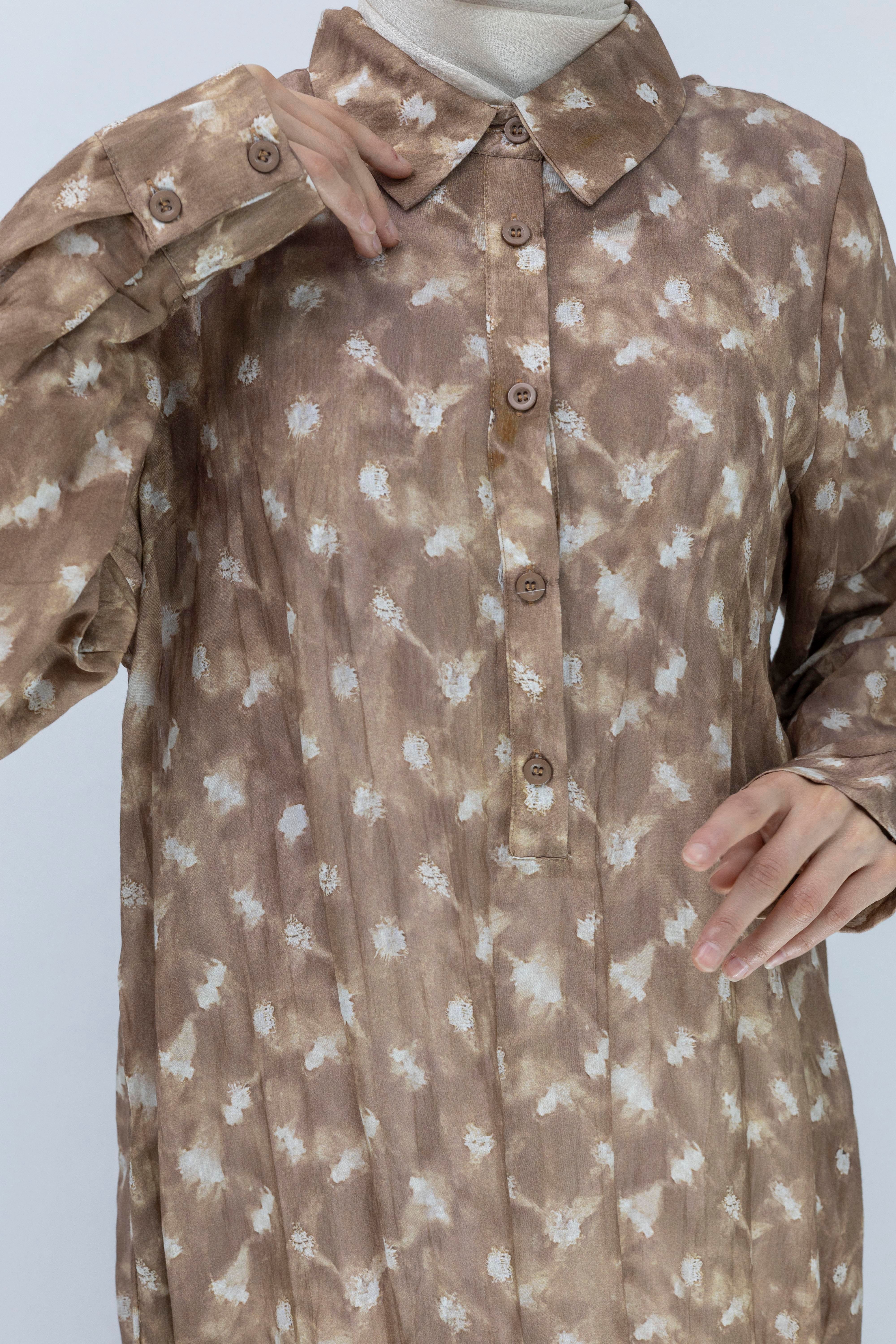 Büyük Beden Desenli Elbise Tarçın OTW5855