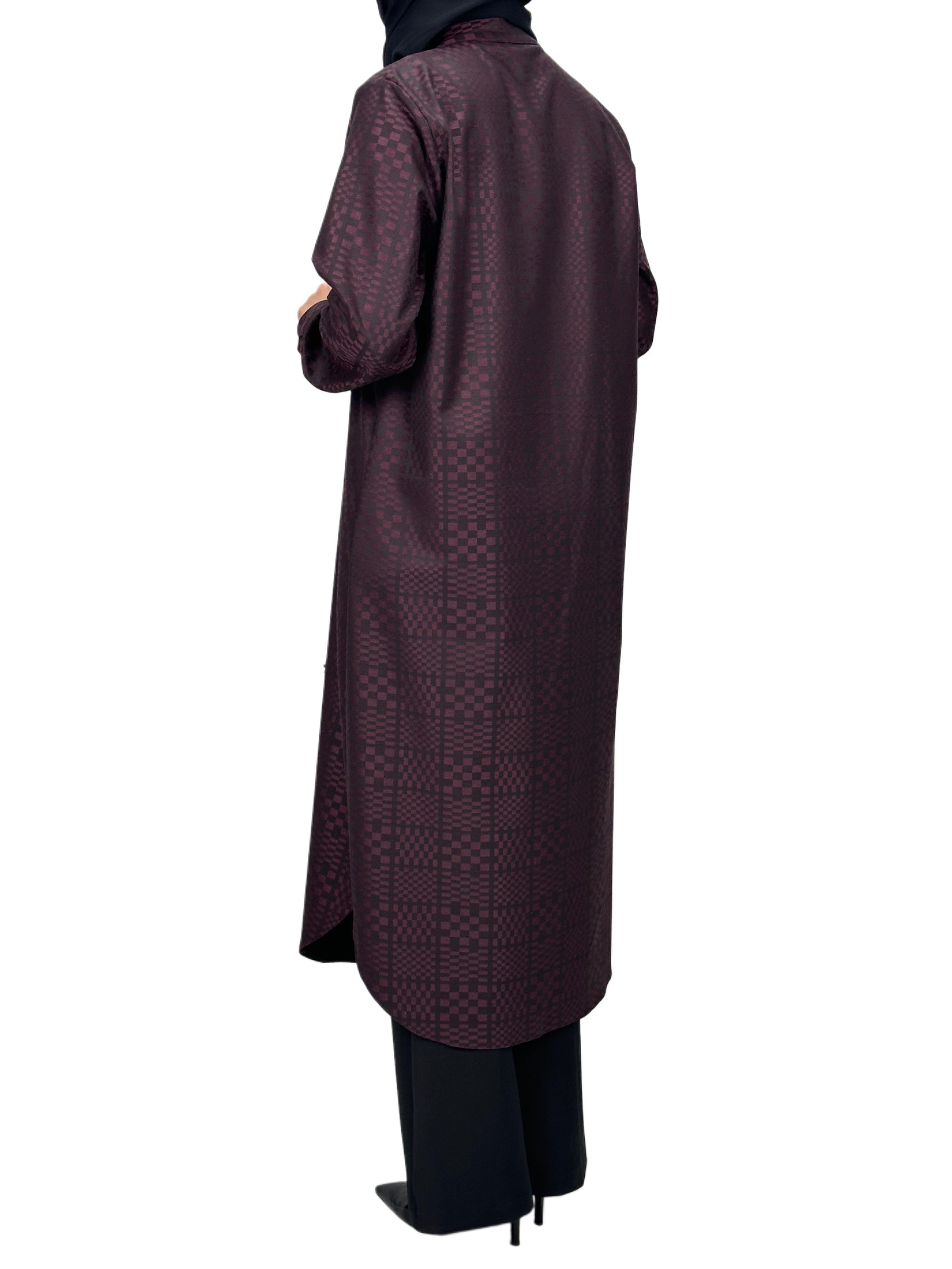 Büyük Beden Ekose Tunik Bordo OTW2103