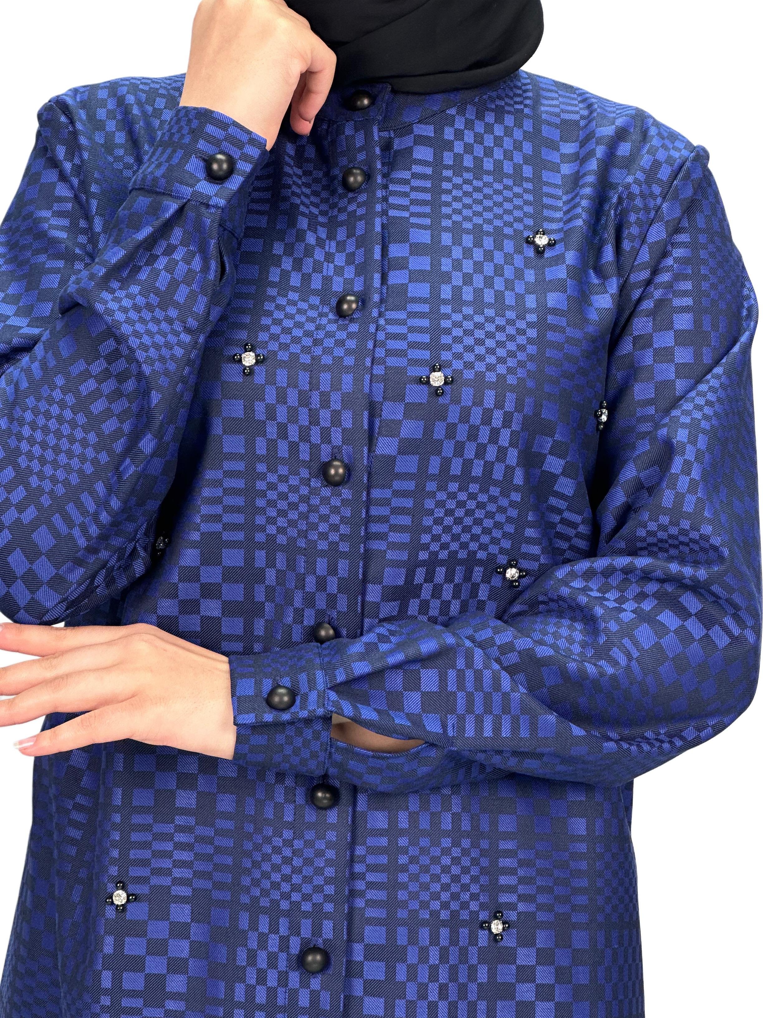 Büyük Beden Ekose Tunik Mavi OTW2103