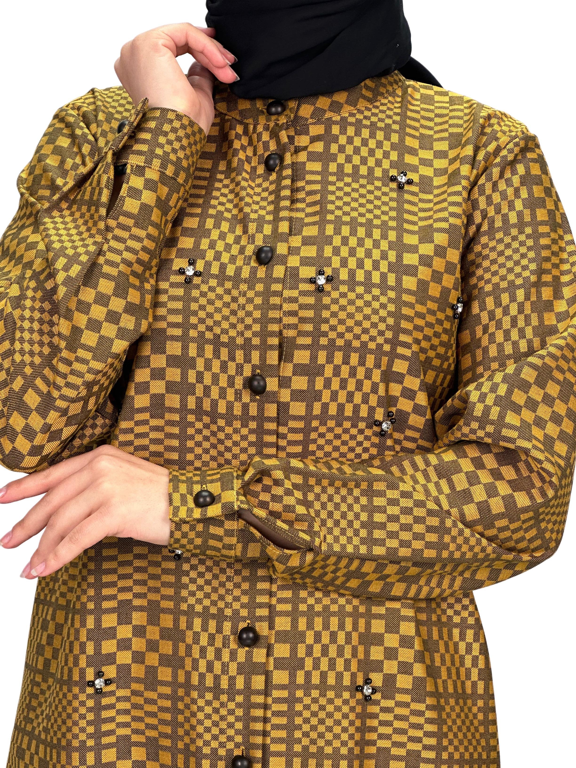 Büyük Beden Ekose Tunik Sarı OTW2103