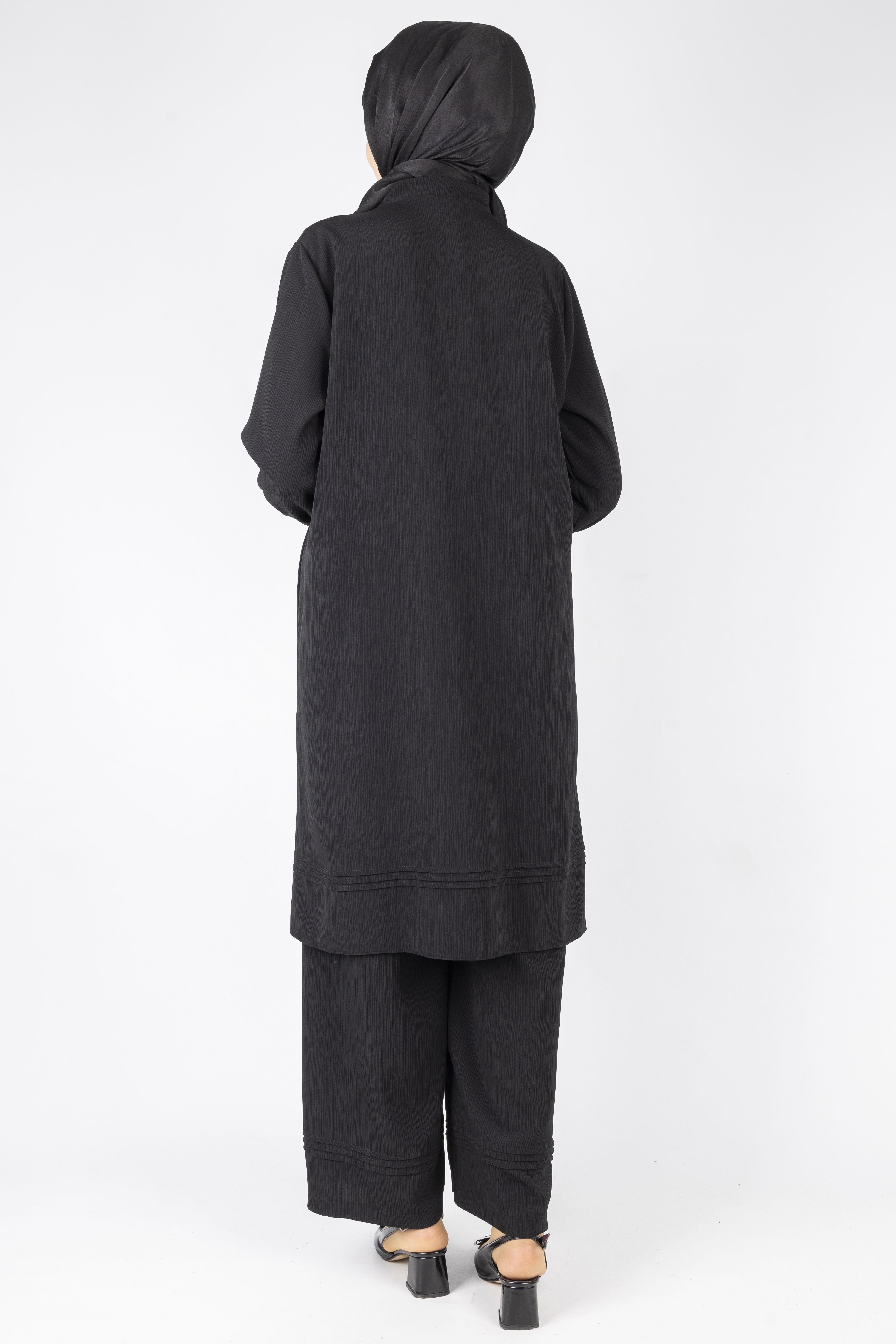 Büyük Beden Fitilli Takım Siyah OTW560