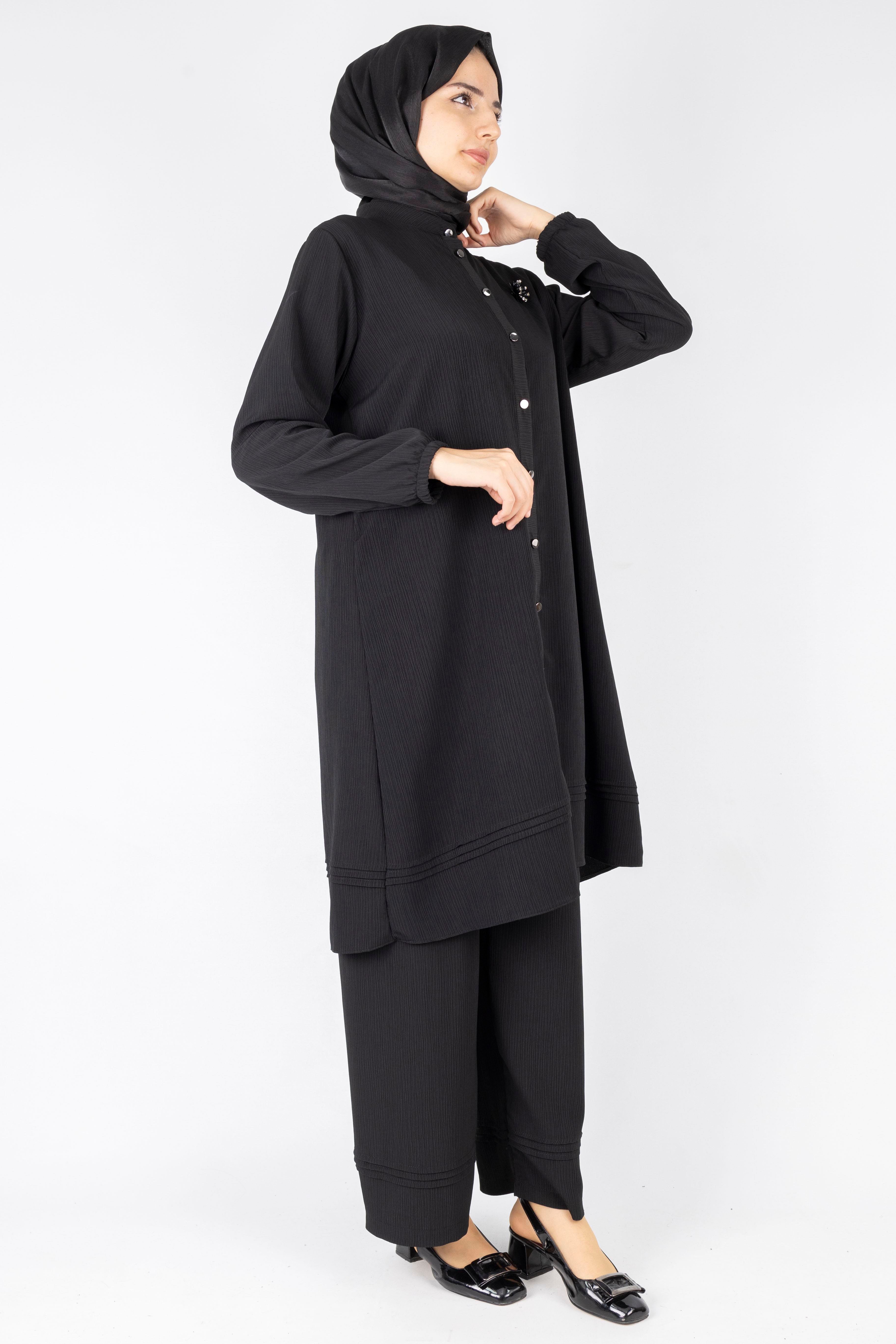 Büyük Beden Fitilli Takım Siyah OTW560