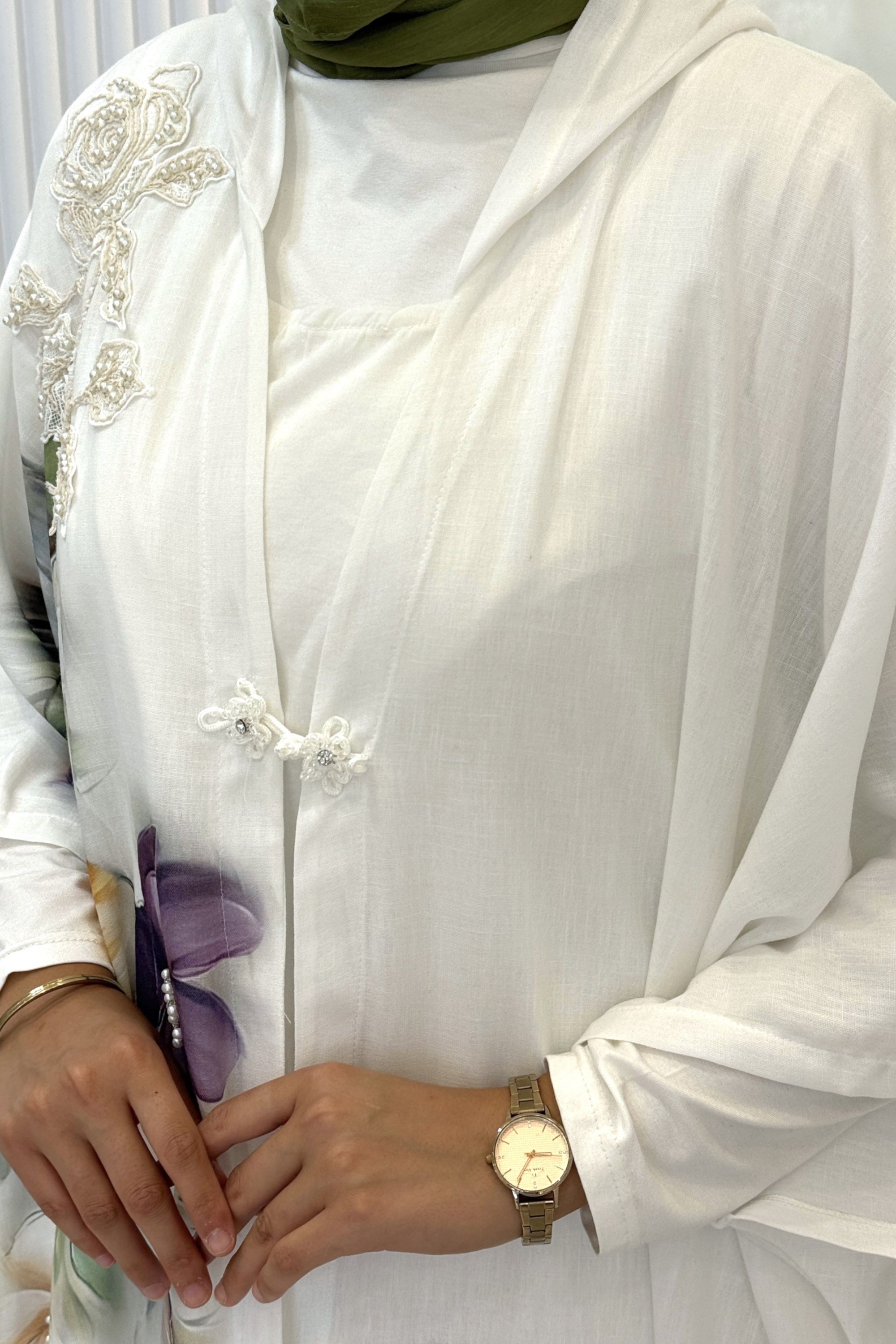 Büyük Beden İçlikli Kimono Takım Beyaz OTW1346