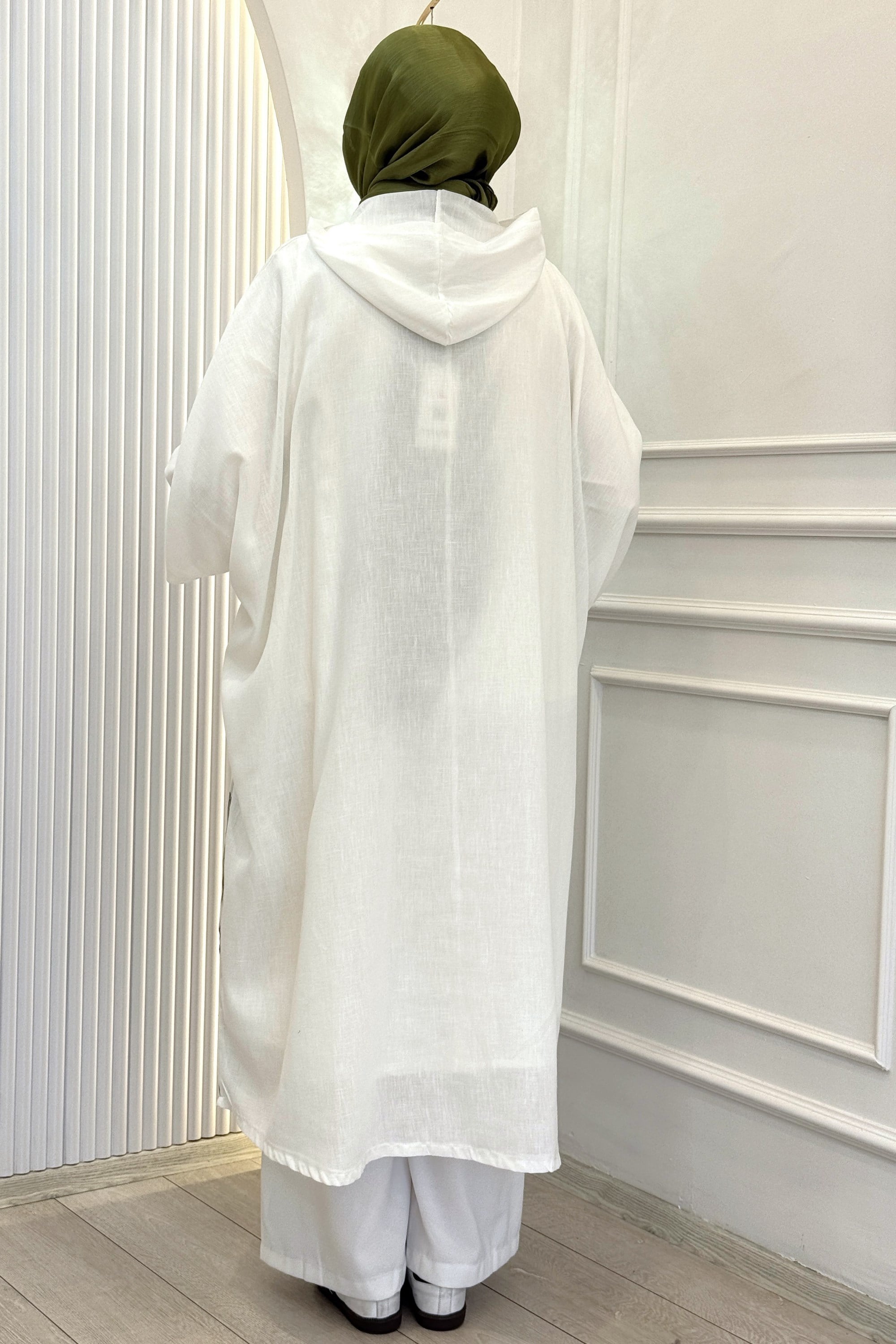 Büyük Beden İçlikli Kimono Takım Beyaz OTW1346