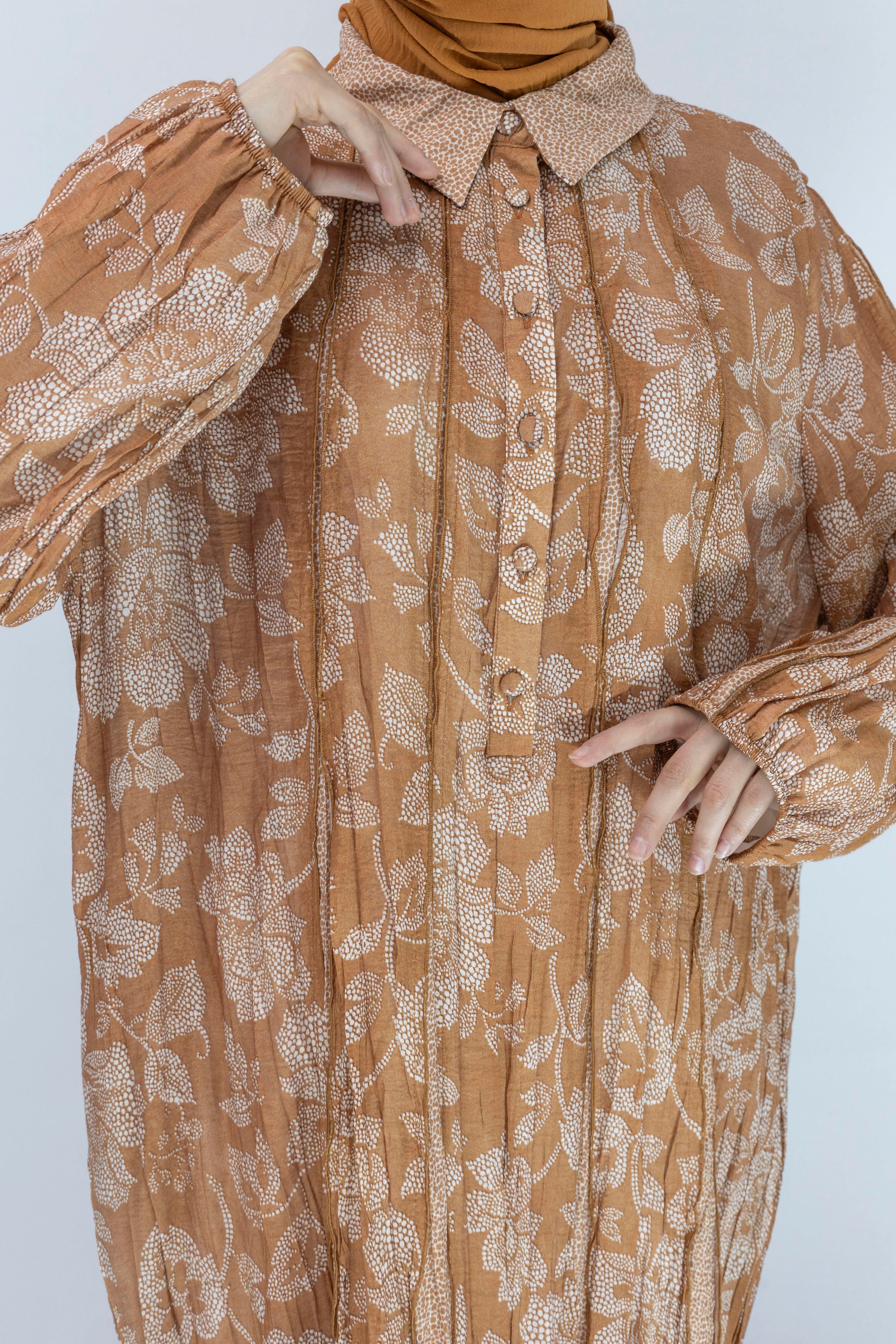 Büyük Beden İpek Viskon Astarlı Viscose Elbise Tarçın OTW5905