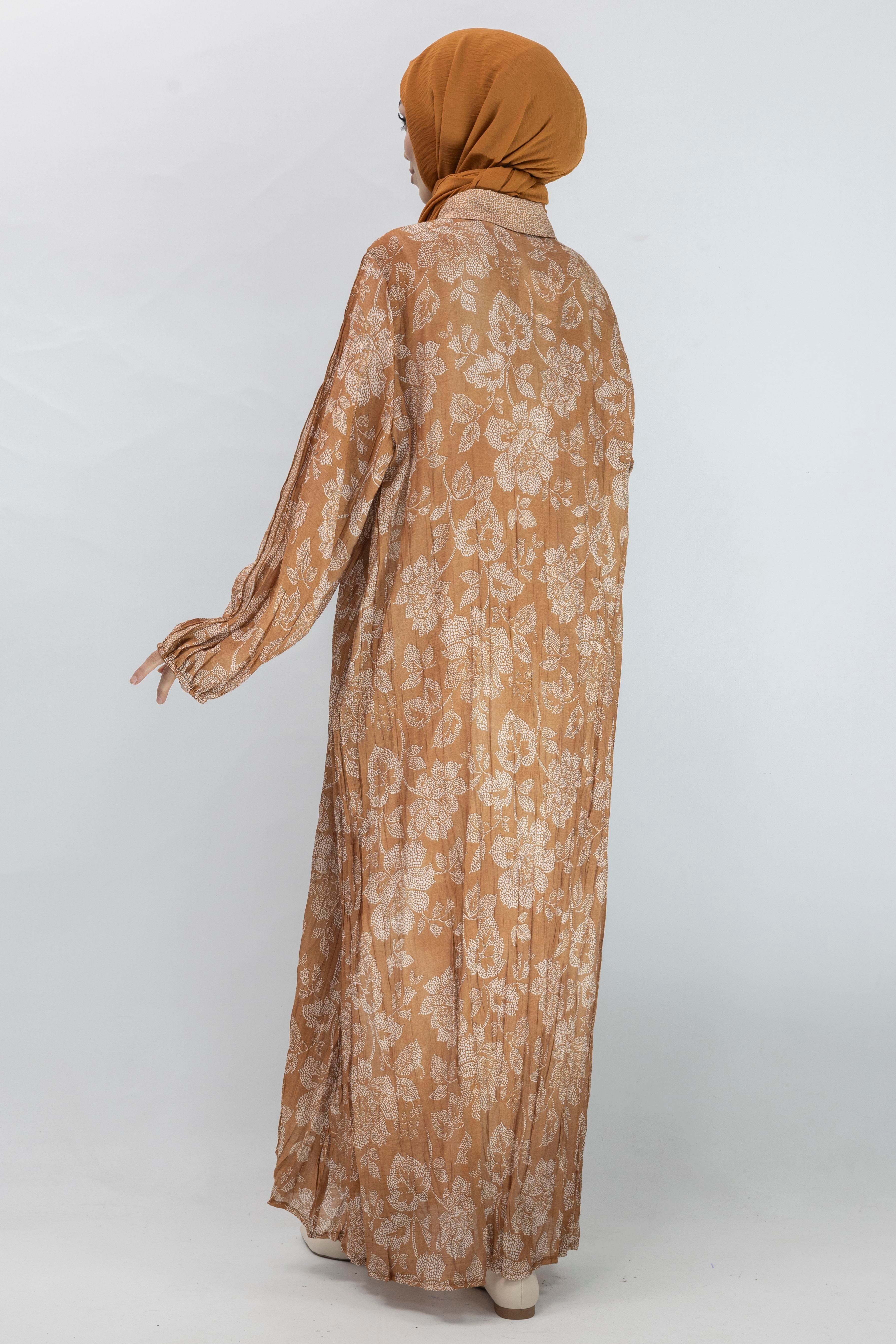 Büyük Beden İpek Viskon Astarlı Viscose Elbise Tarçın OTW5905