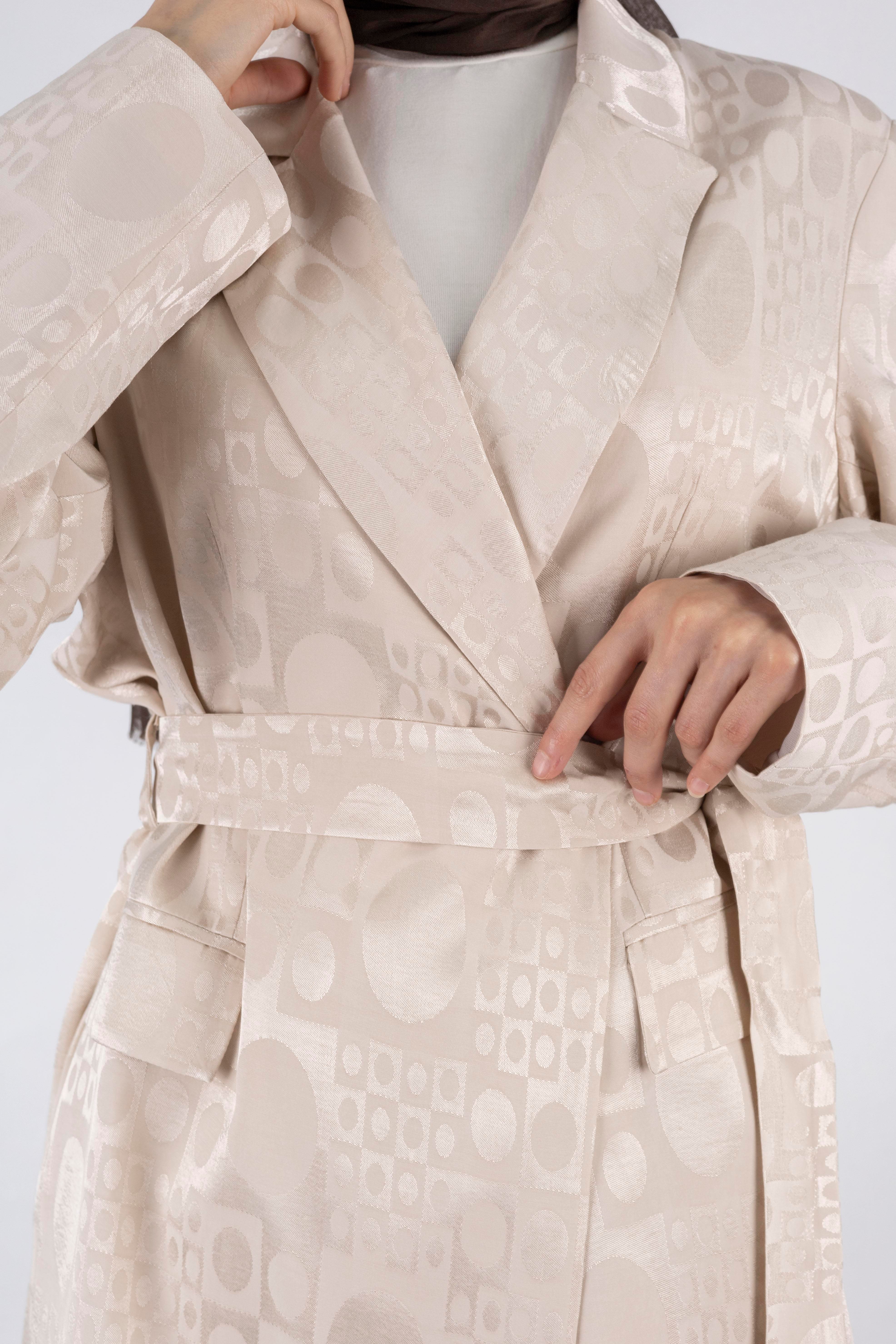 Büyük Beden Jakar Ceketli Takım Bej OTW15189