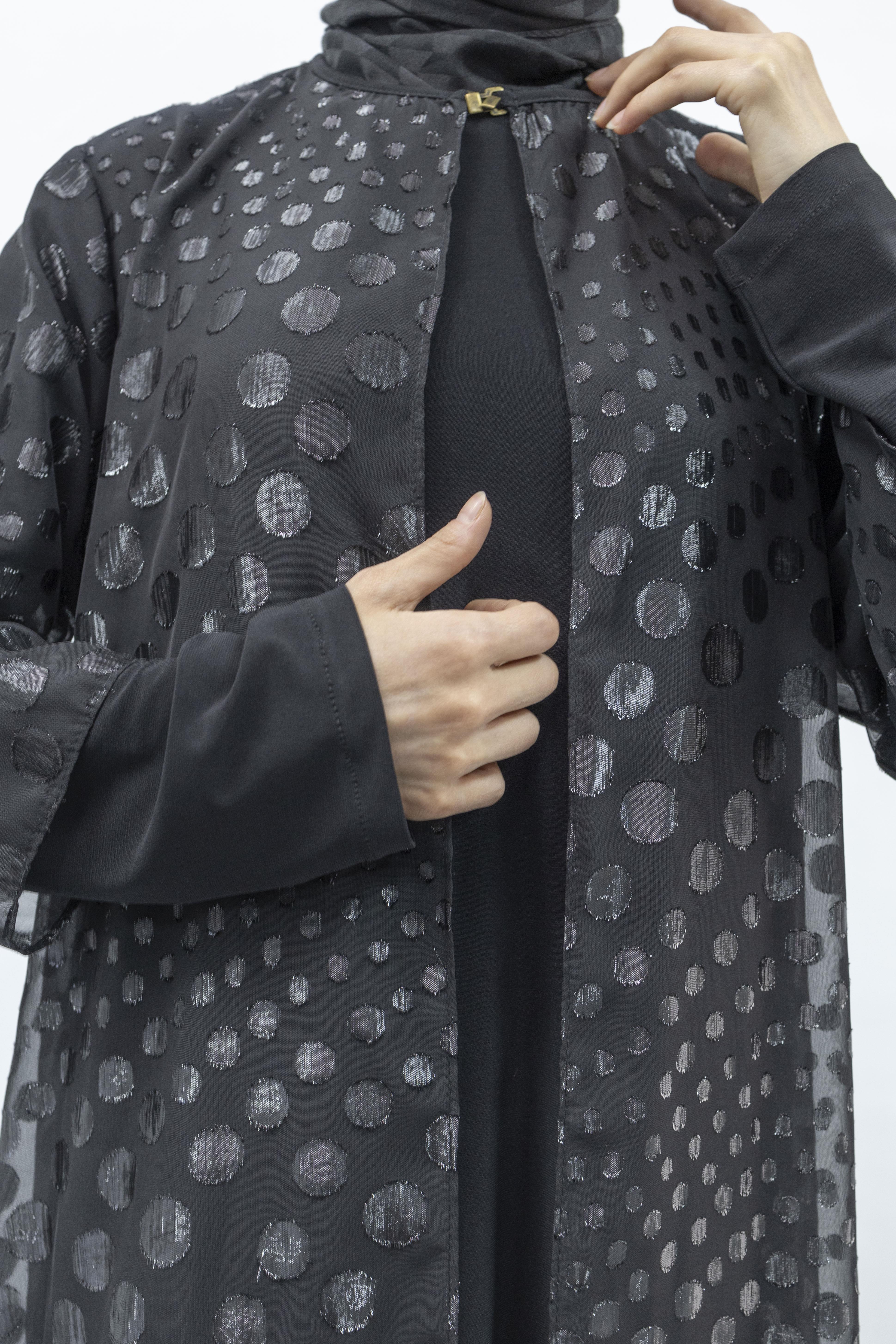 Büyük Beden Jakar Kumaş Abaya ve İçlik Takım Siyah OTW568