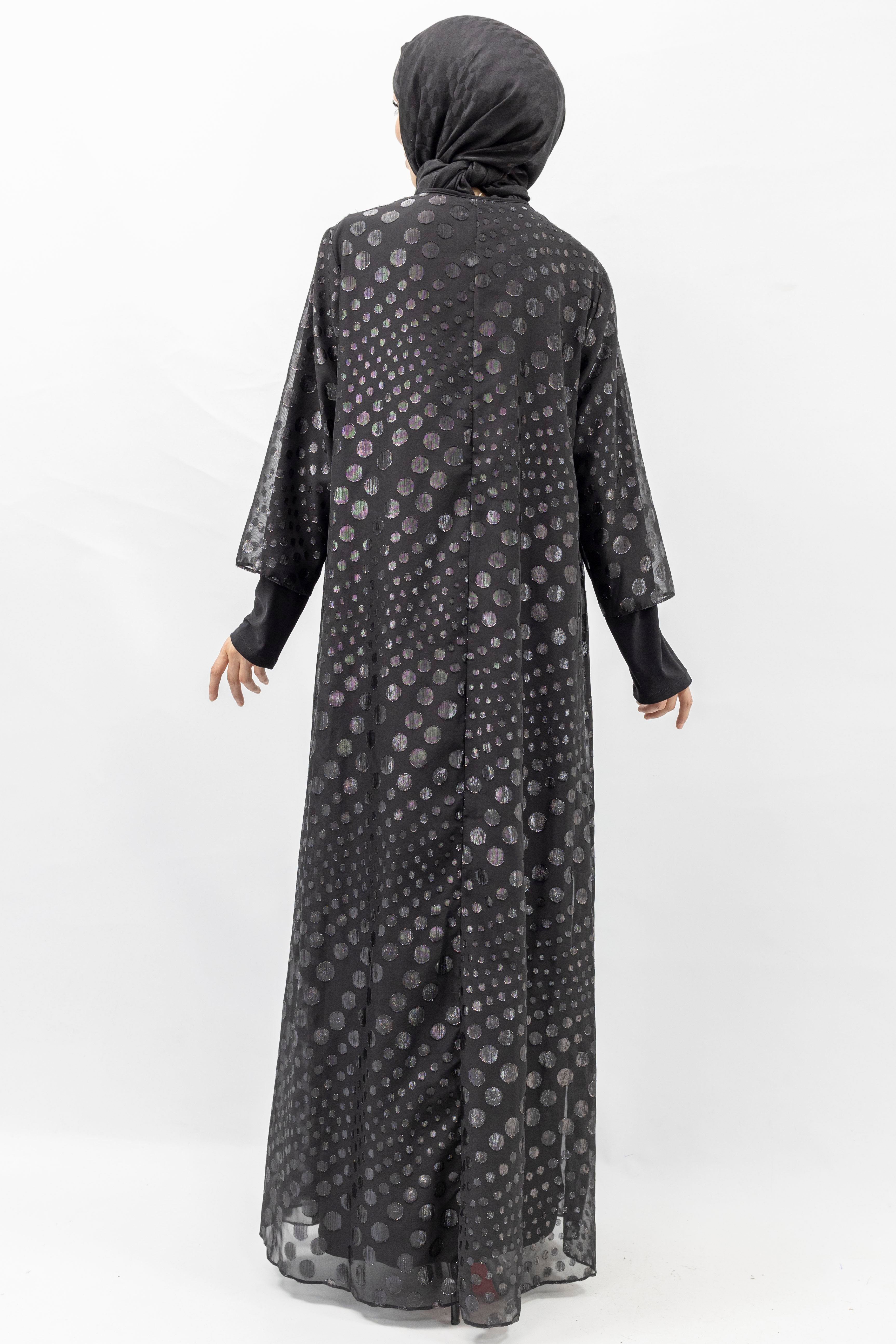 Büyük Beden Jakar Kumaş Abaya ve İçlik Takım Siyah OTW568