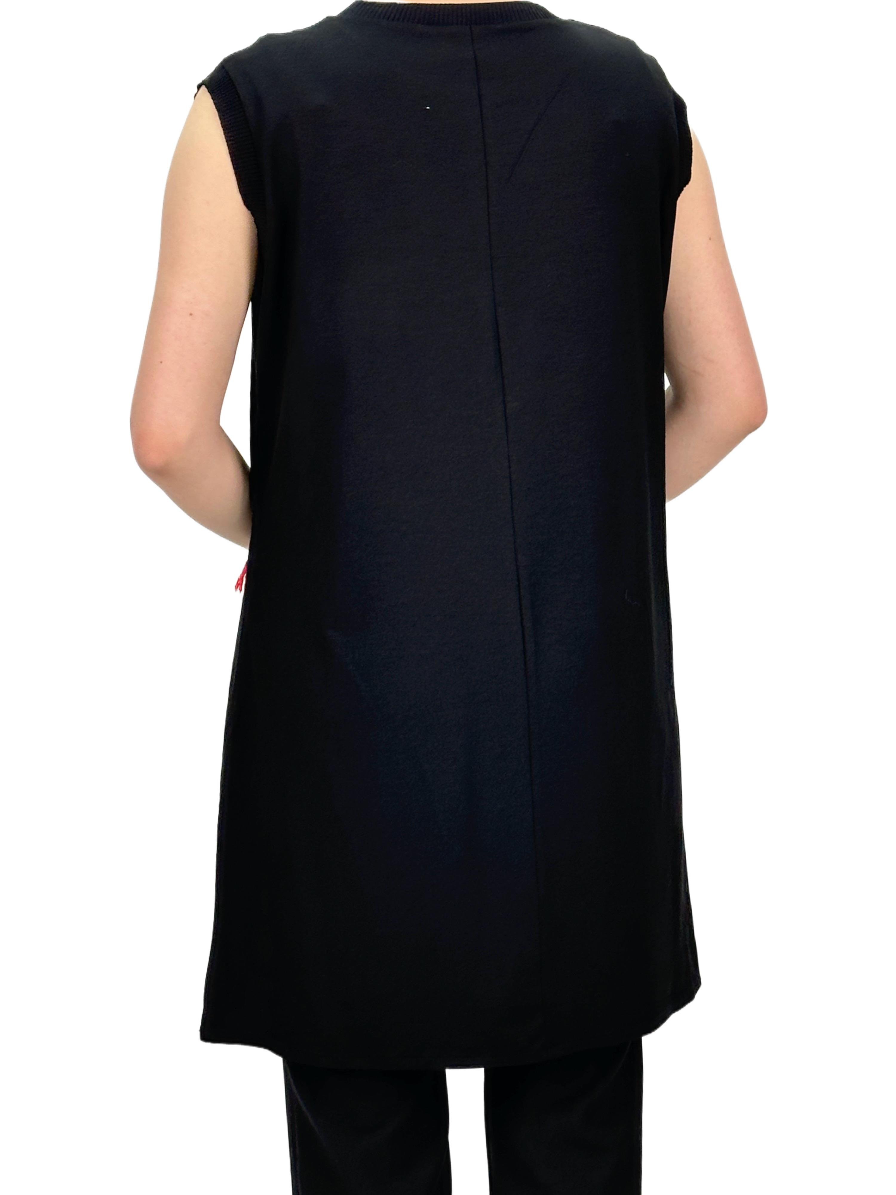 Büyük Beden Kolsuz Rayonlu Penye İçlik Siyah OTW403