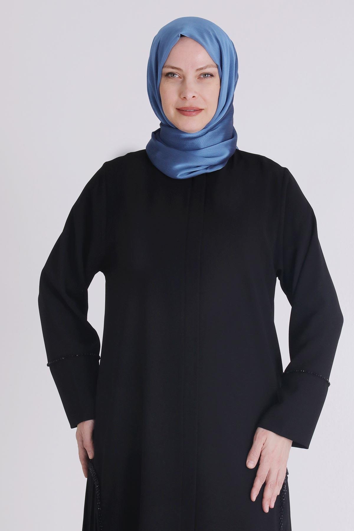 Büyük Beden Krep Abaya Siyah OTW65011