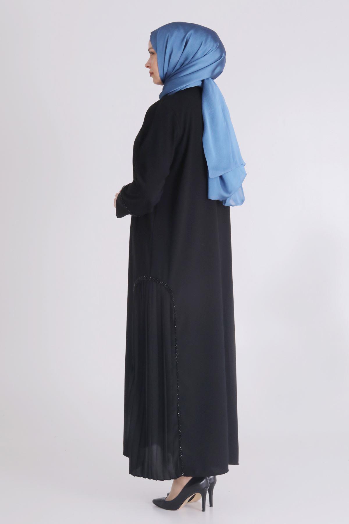 Büyük Beden Krep Abaya Siyah OTW65011