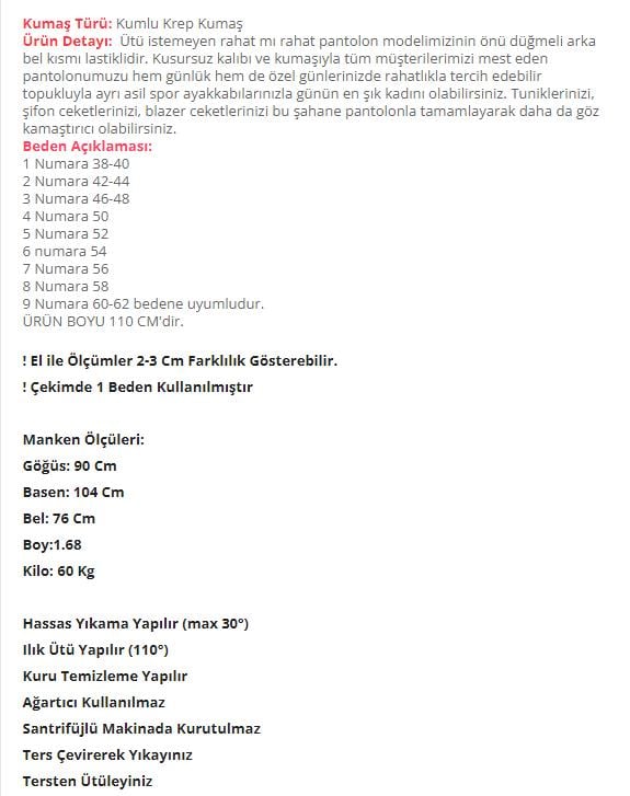 Büyük Beden Krep Bol Paça Pantolon Kırmızı OTW3077