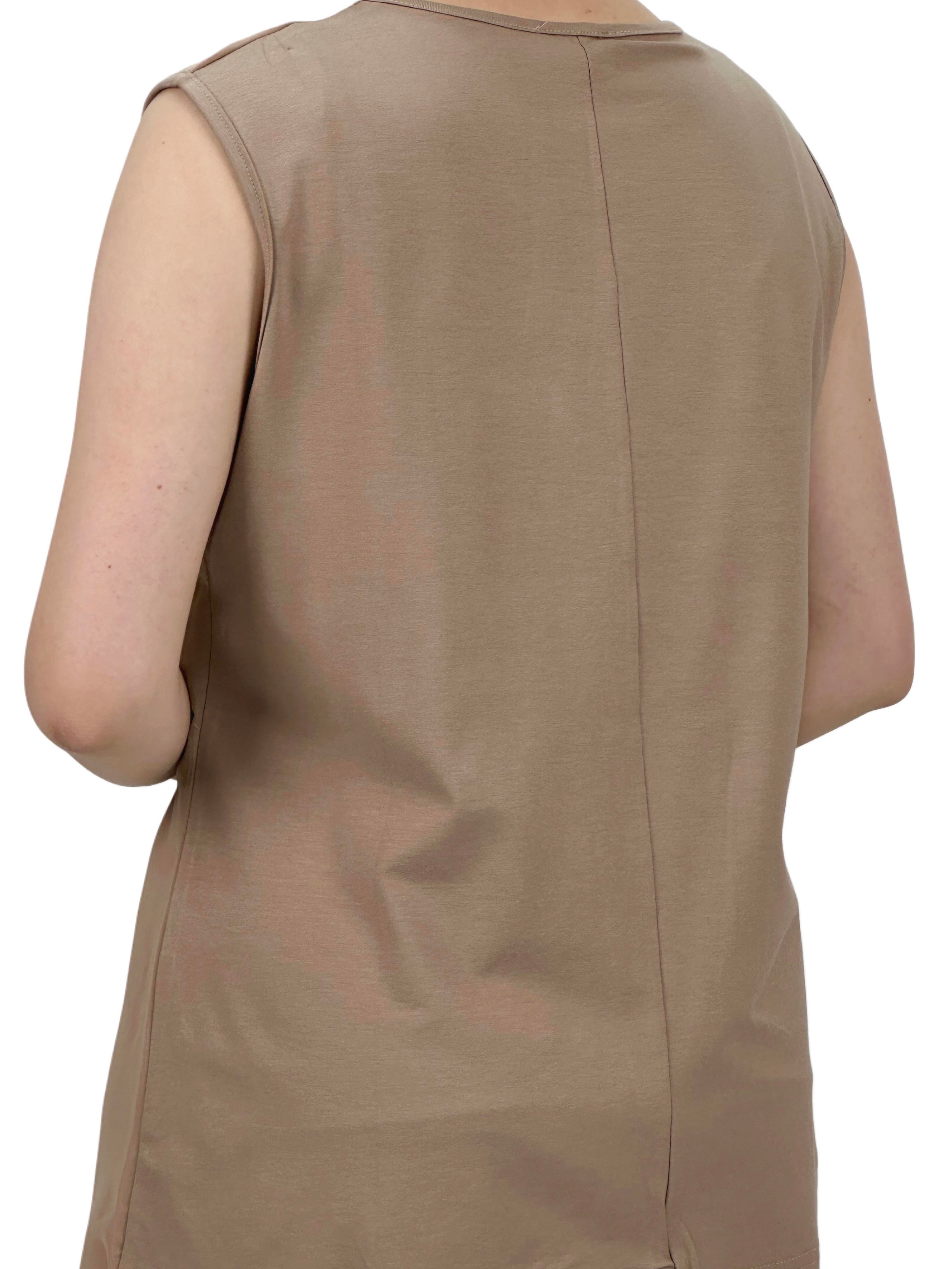 Büyük Beden Önü Şifon Kolsuz İçlik Bej OTW869