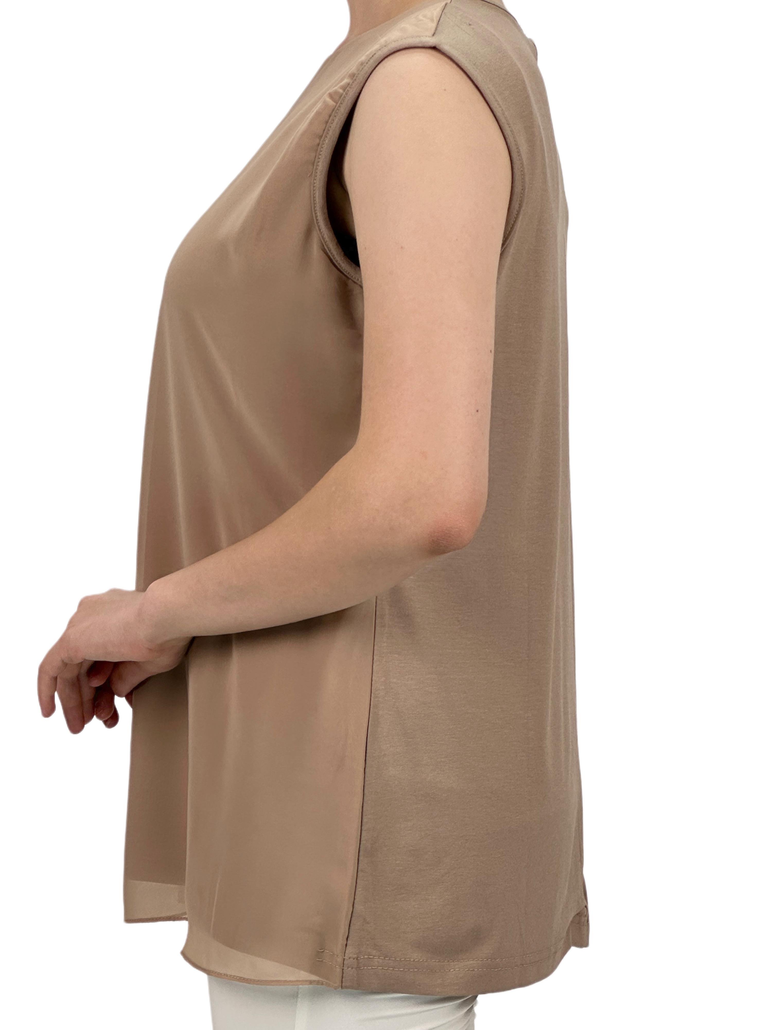 Büyük Beden Önü Şifon Kolsuz İçlik Bej OTW869