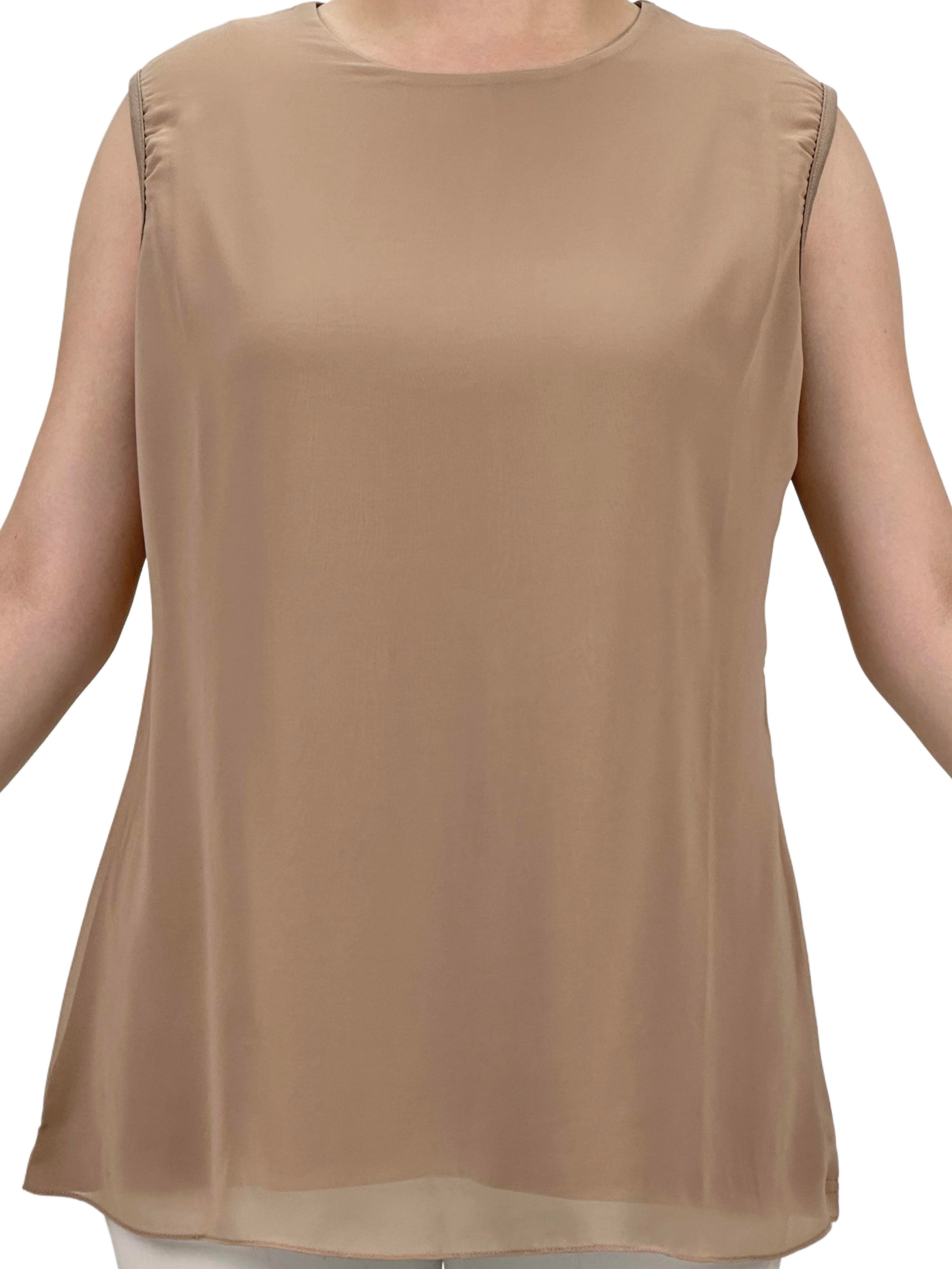 Büyük Beden Önü Şifon Kolsuz İçlik Bej OTW869