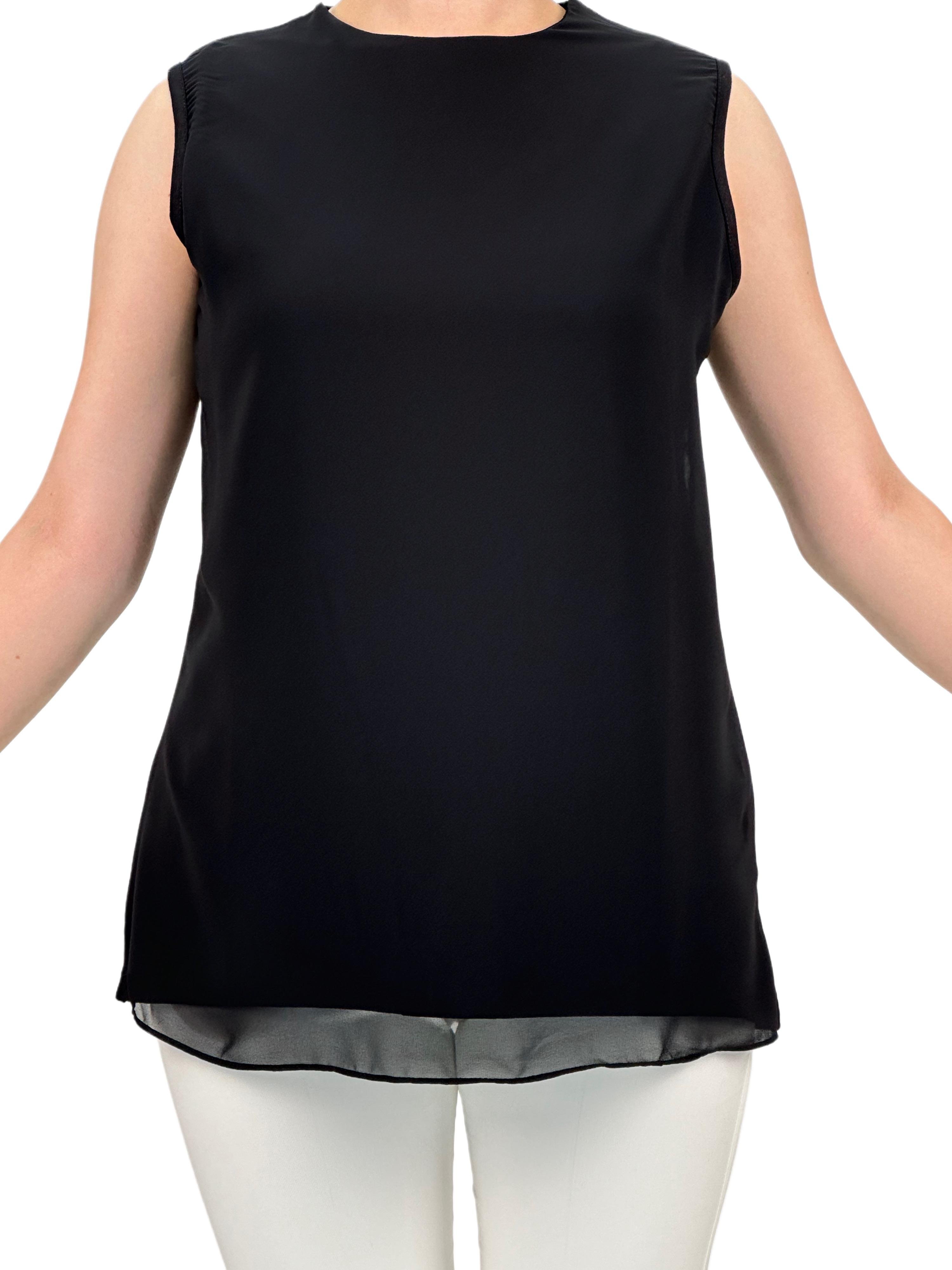 Büyük Beden Önü Şifon Kolsuz İçlik Siyah OTW869