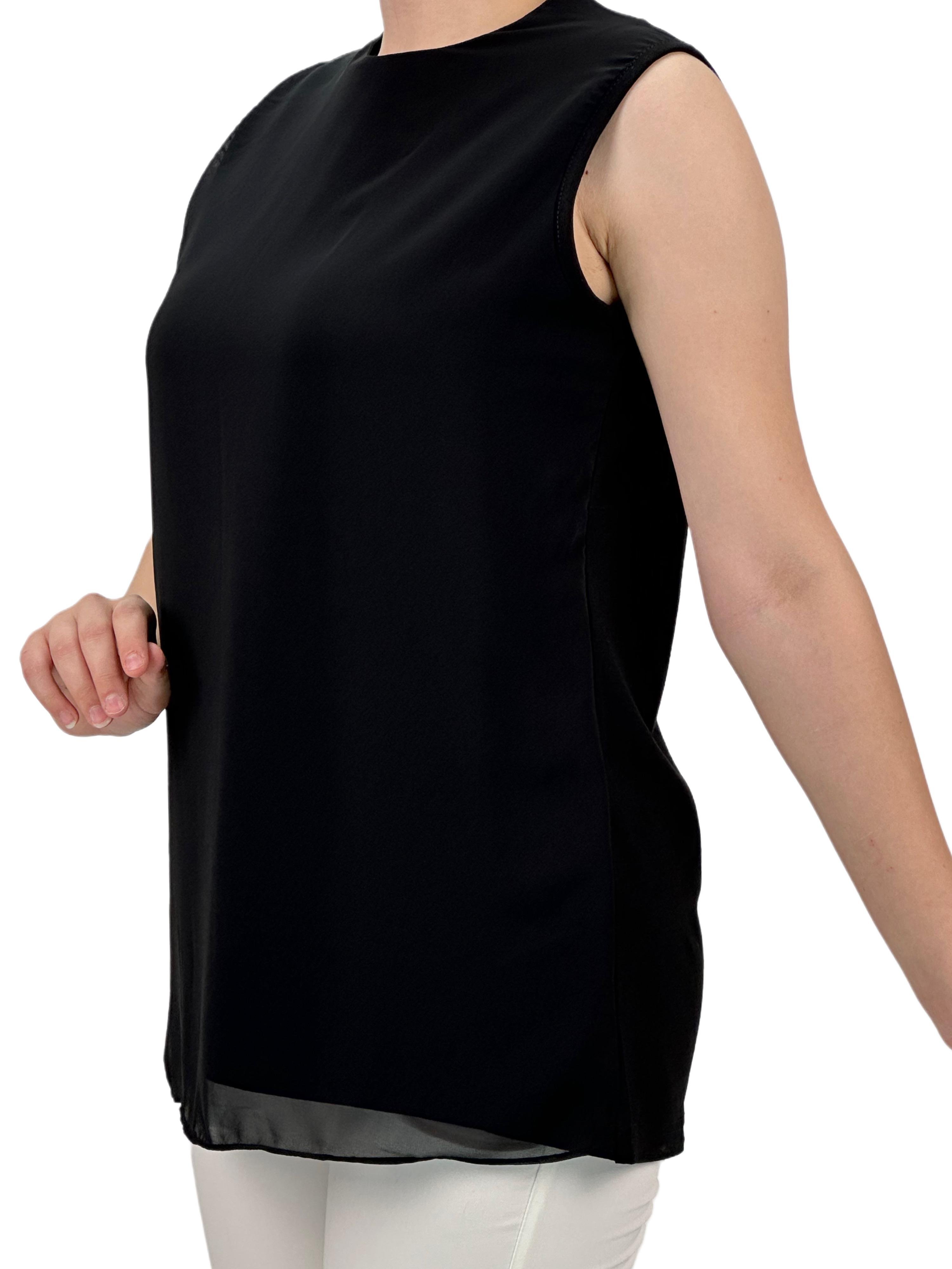 Büyük Beden Önü Şifon Kolsuz İçlik Siyah OTW869