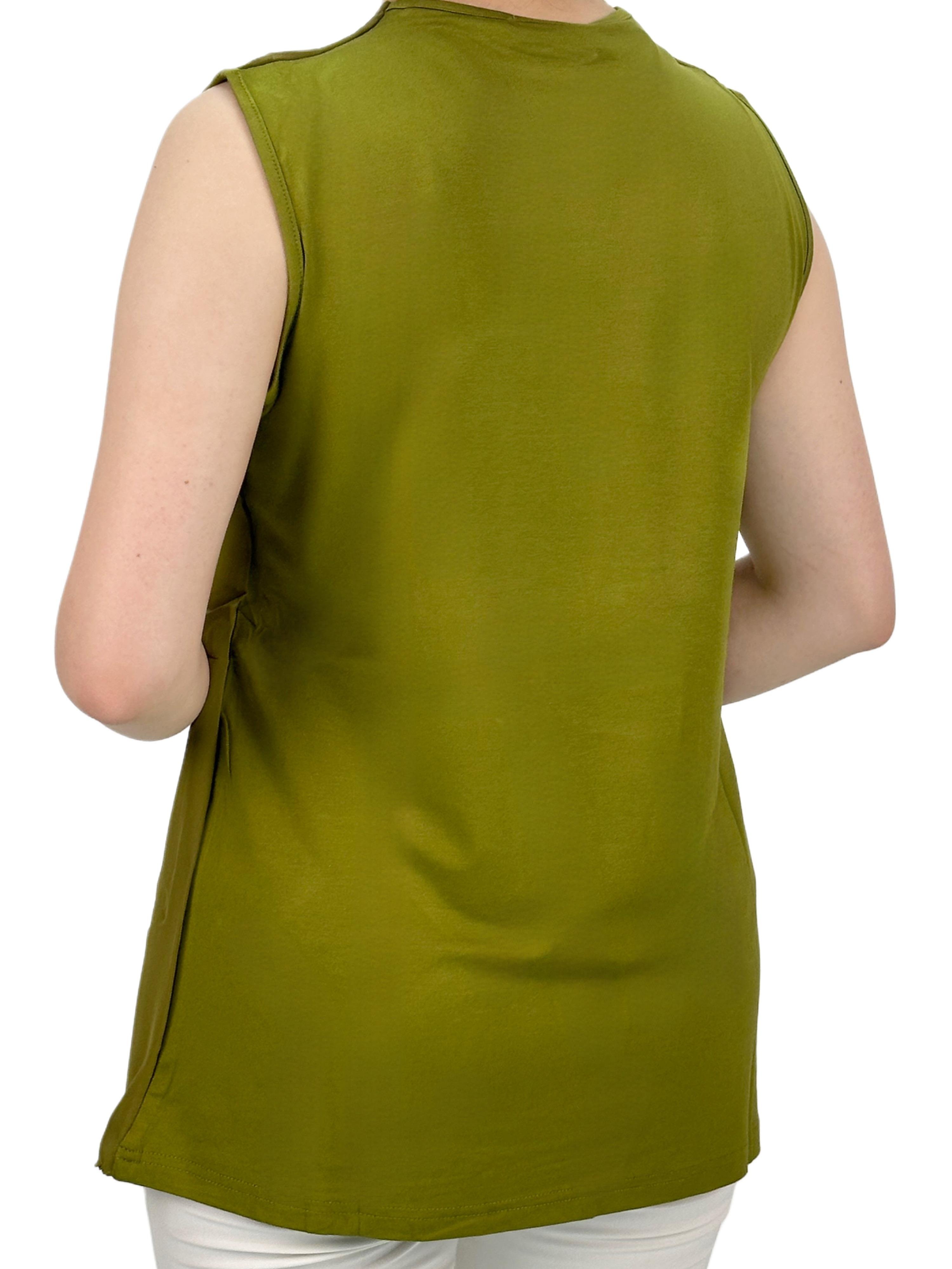 Büyük Beden Önü Şifon Kolsuz İçlik Yeşil OTW869