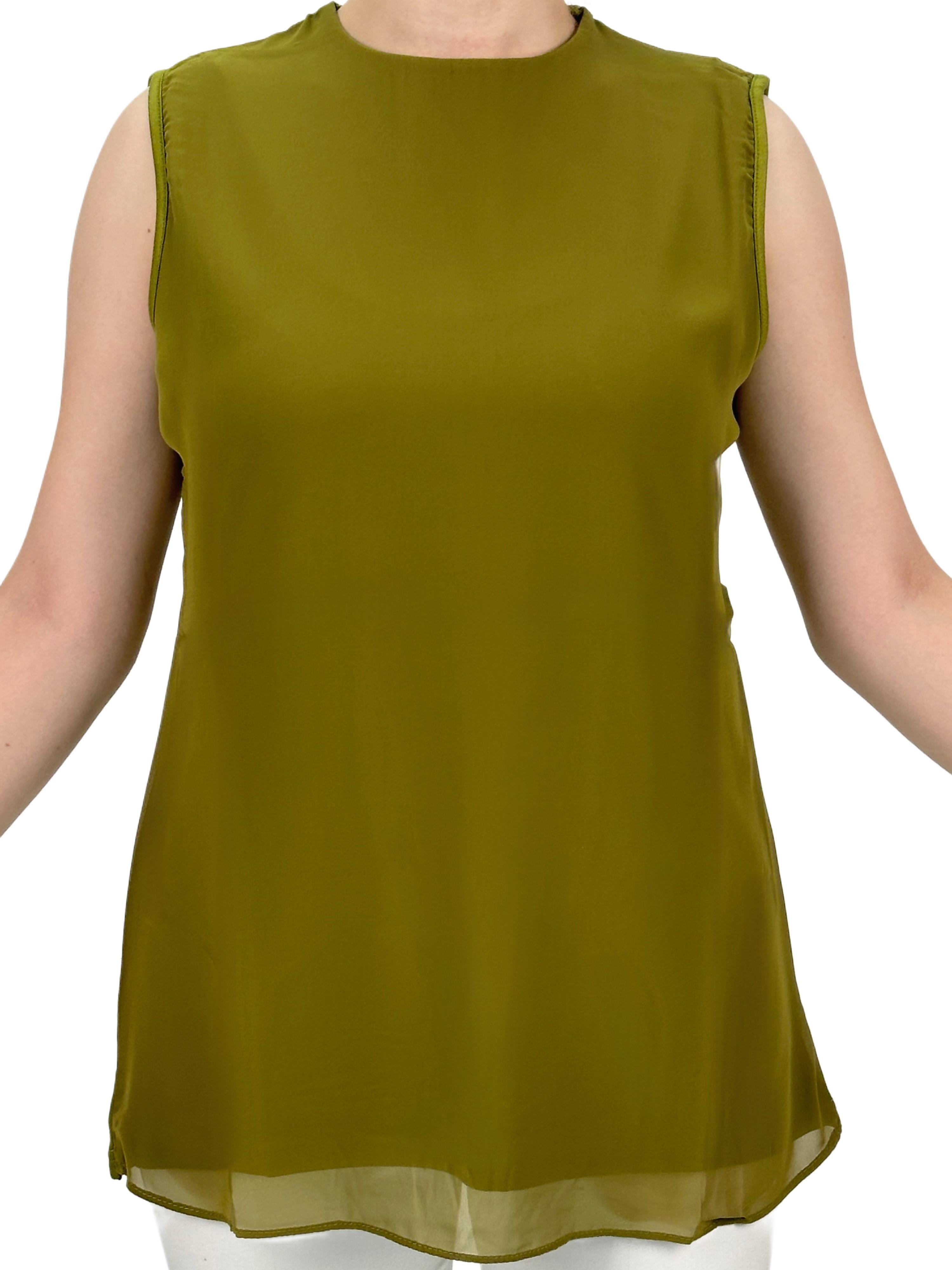 Büyük Beden Önü Şifon Kolsuz İçlik Yeşil OTW869