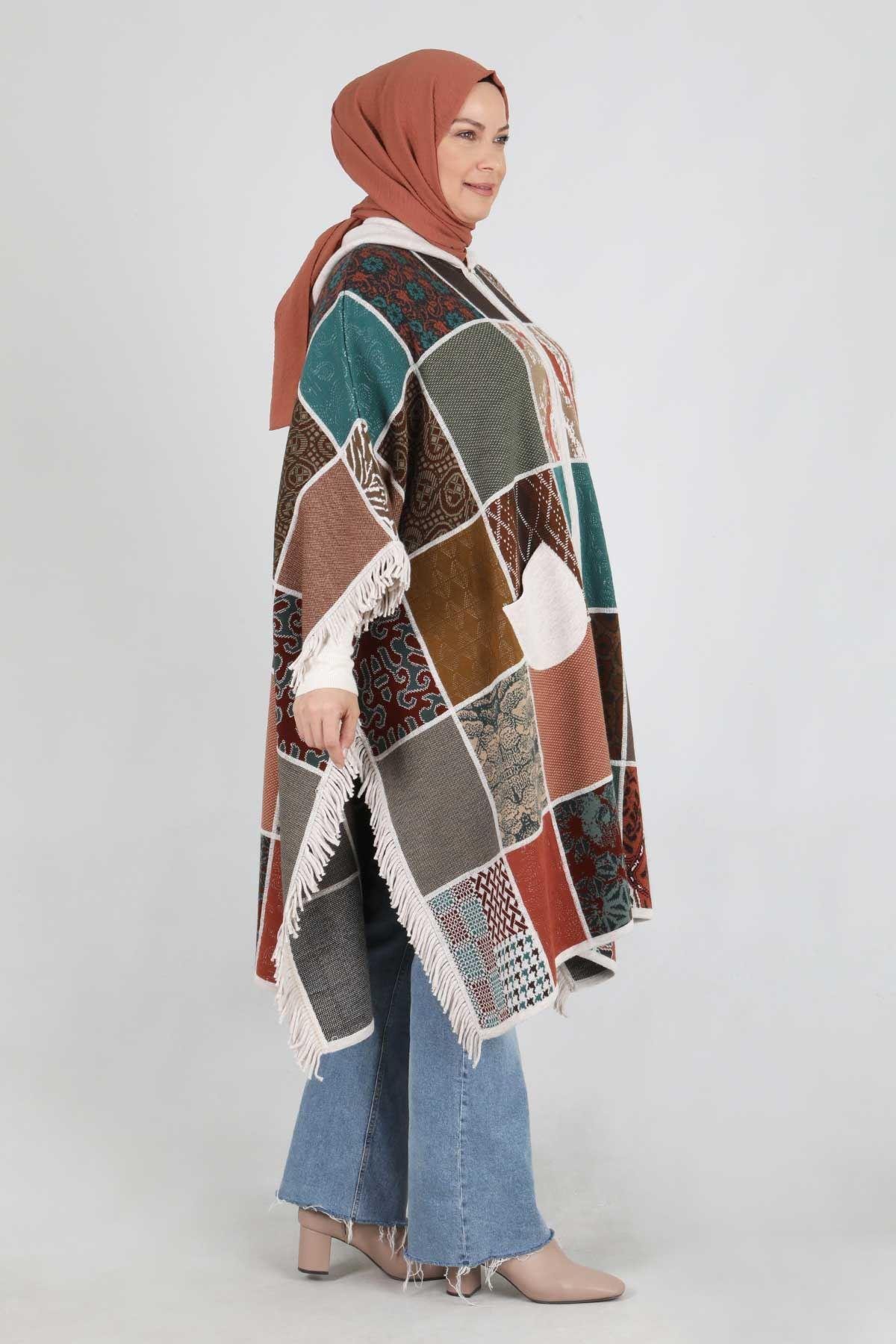 Büyük Beden Panço Krem OTW9631