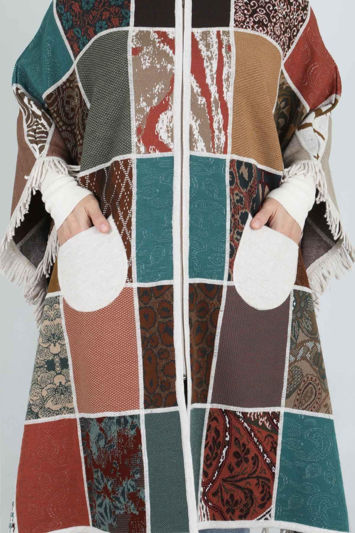 Büyük Beden Panço Krem OTW9631