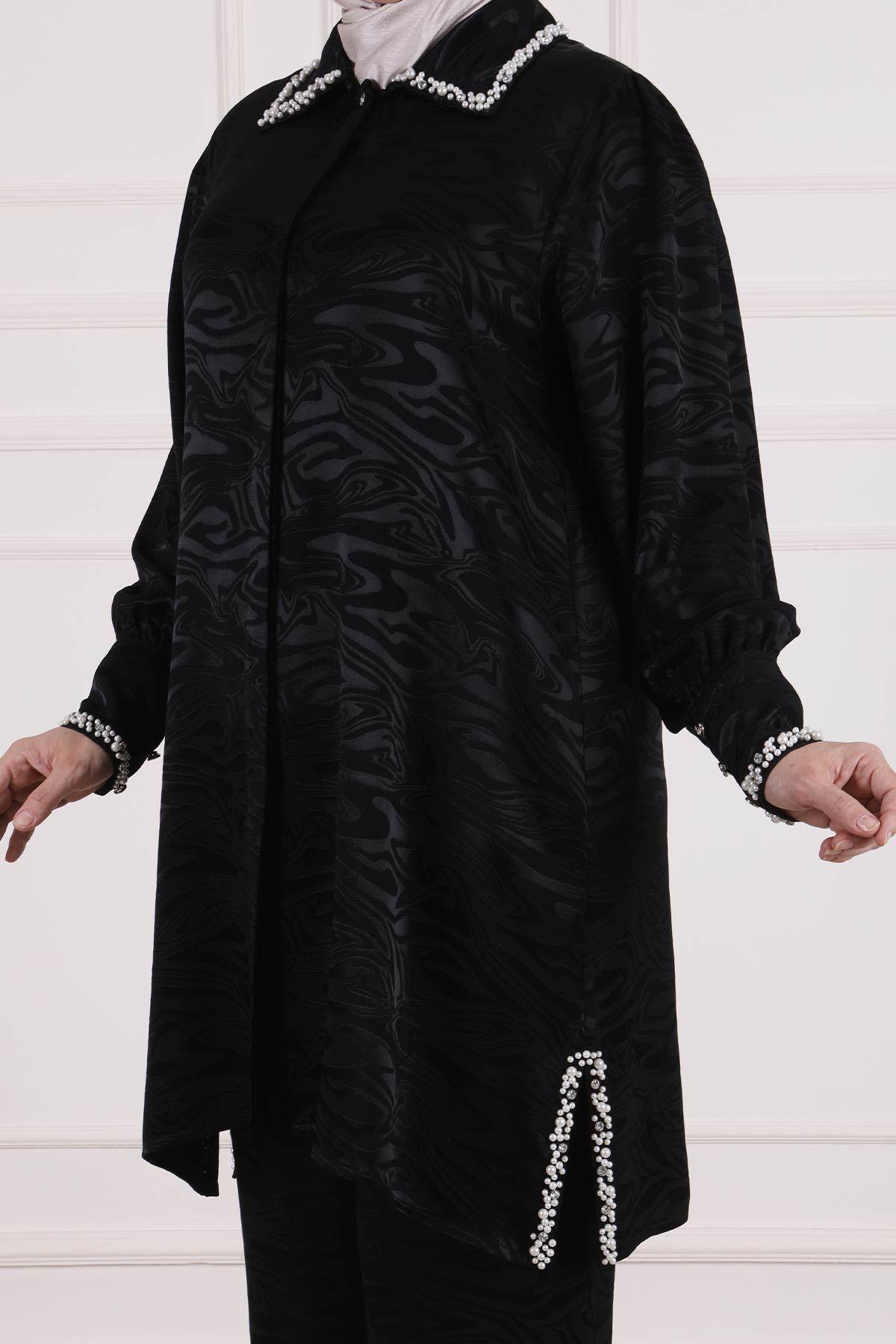 Büyük Beden Pantolonlu Takım Siyah OTW60021