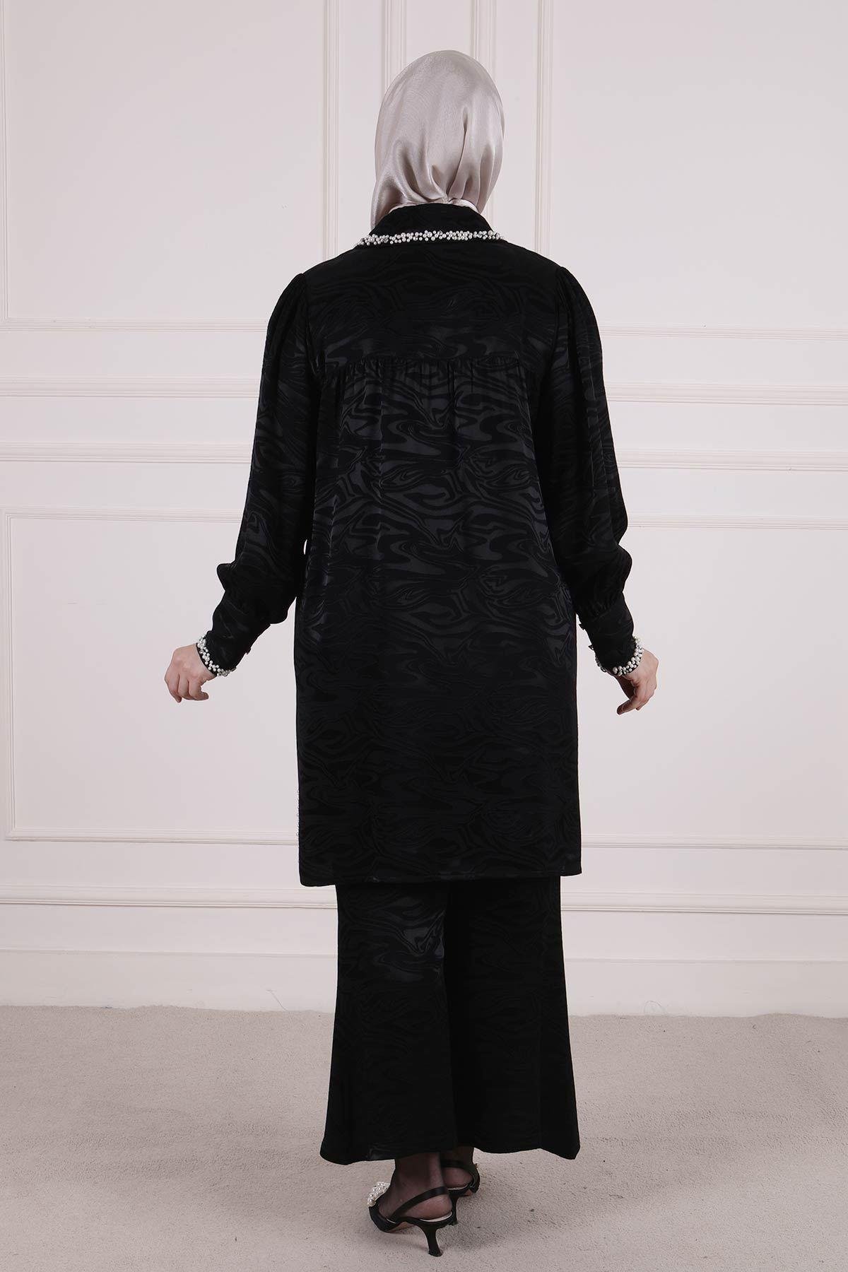 Büyük Beden Pantolonlu Takım Siyah OTW60021