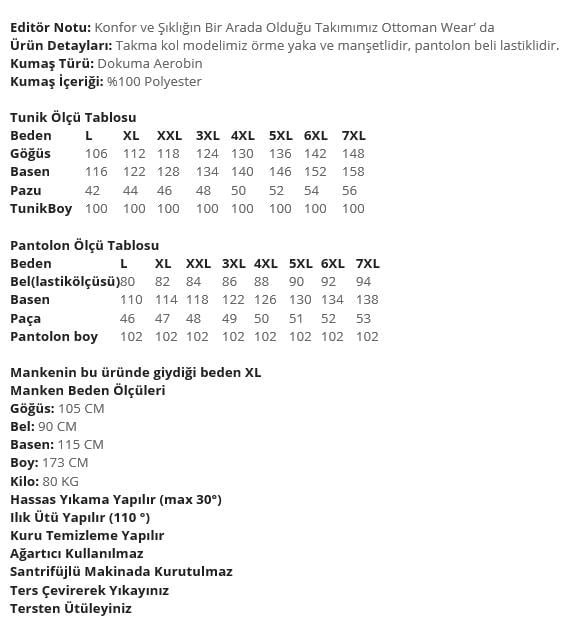 Büyük Beden Patchwork Pantolonlu Takım Siyah OTW35106