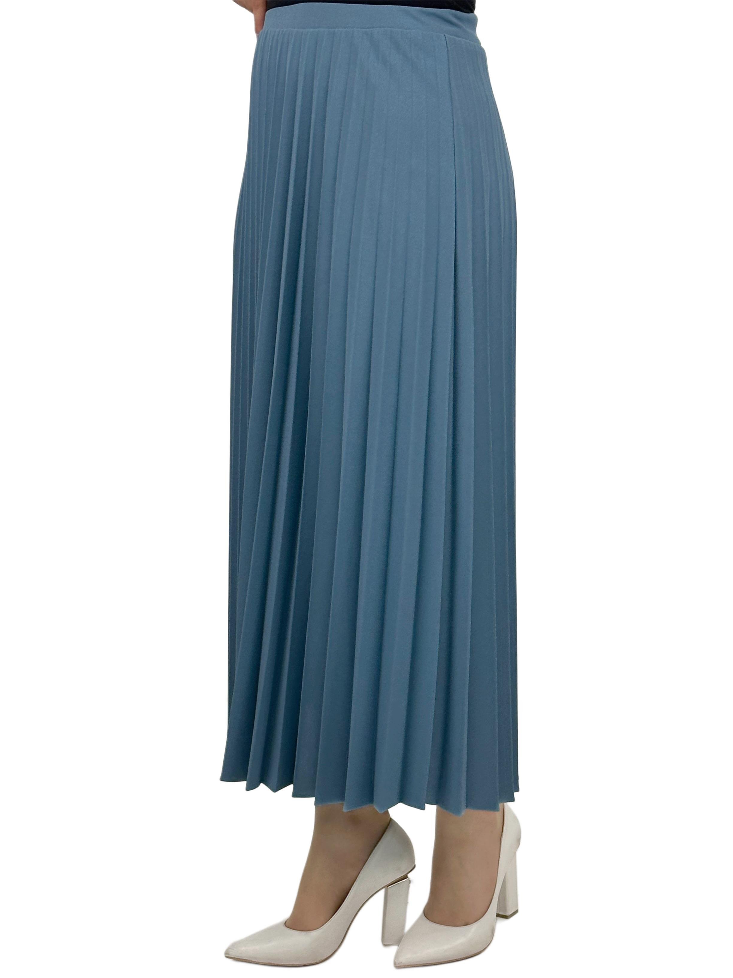 Büyük Beden Piliseli Etek Mavi OTW8311