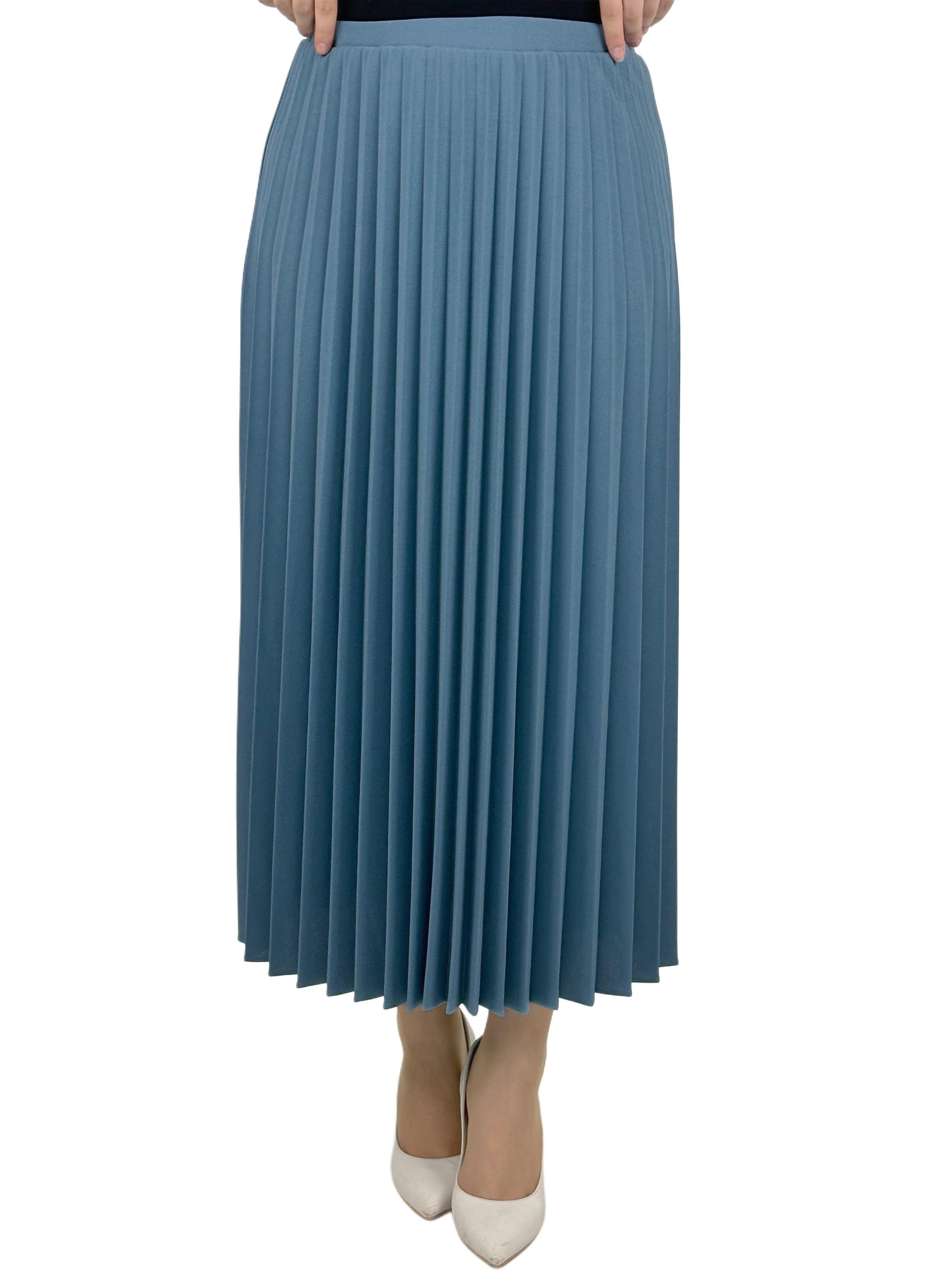 Büyük Beden Piliseli Etek Mavi OTW8311