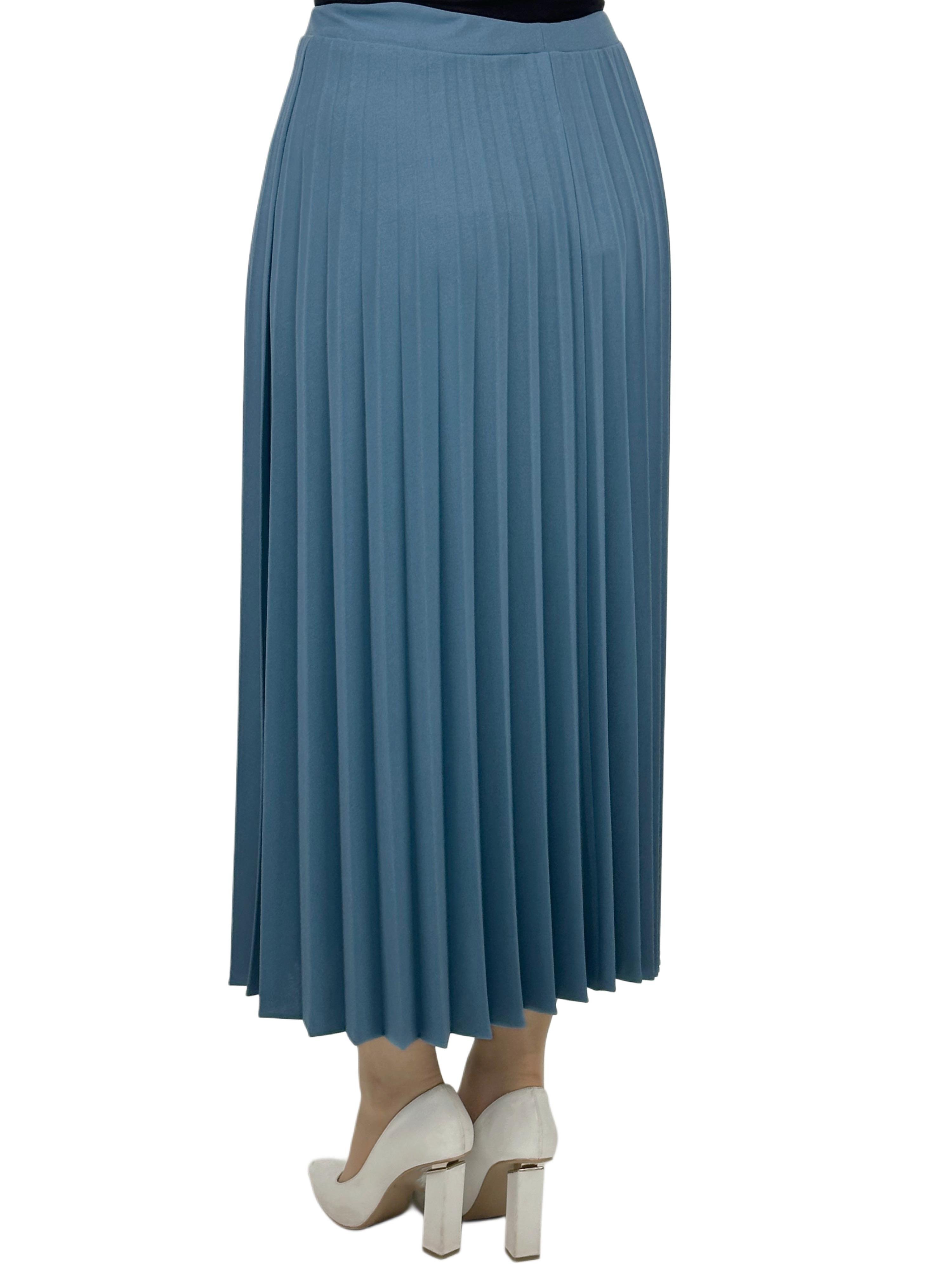 Büyük Beden Piliseli Etek Mavi OTW8311