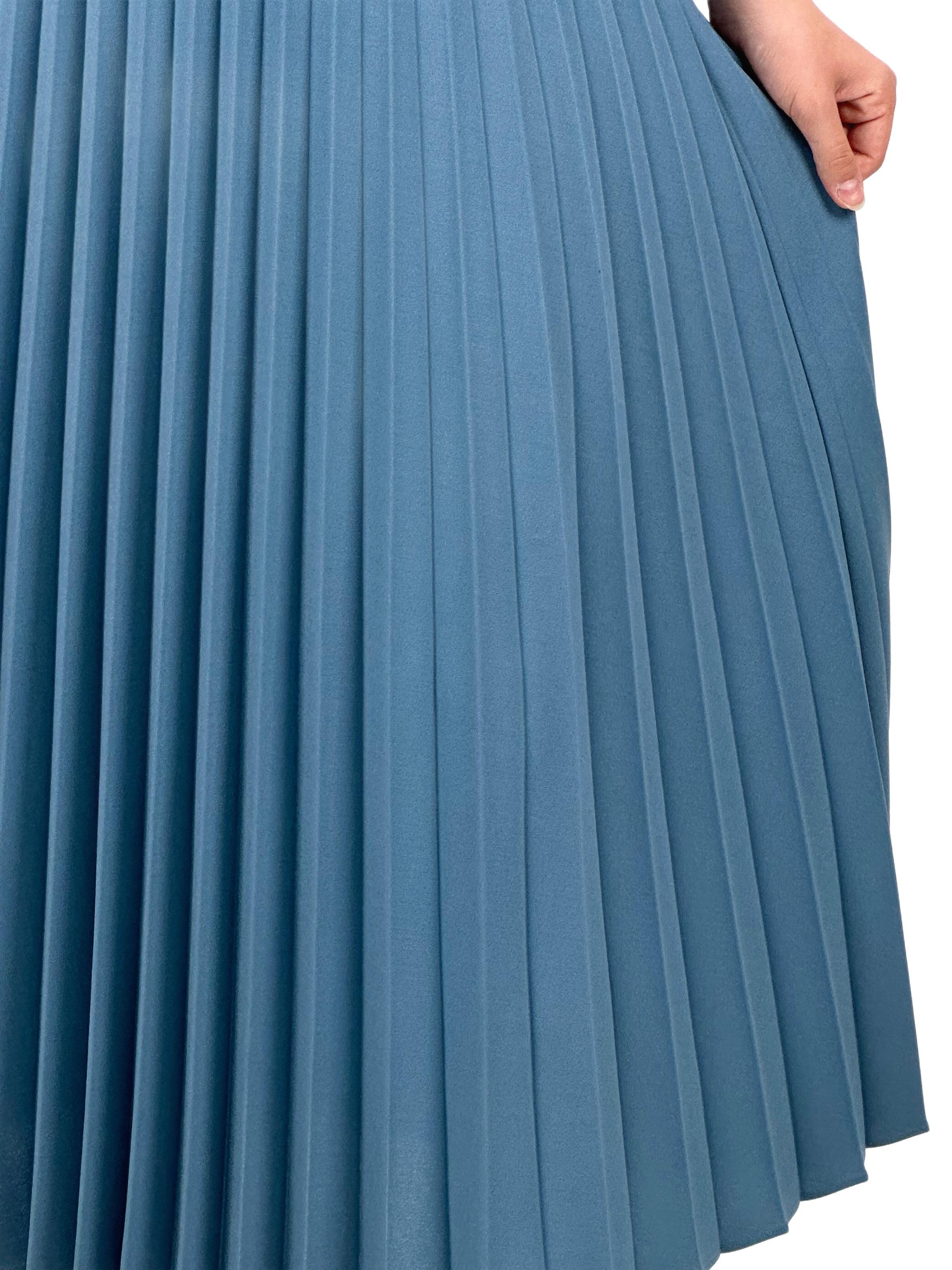 Büyük Beden Piliseli Etek Mavi OTW8311