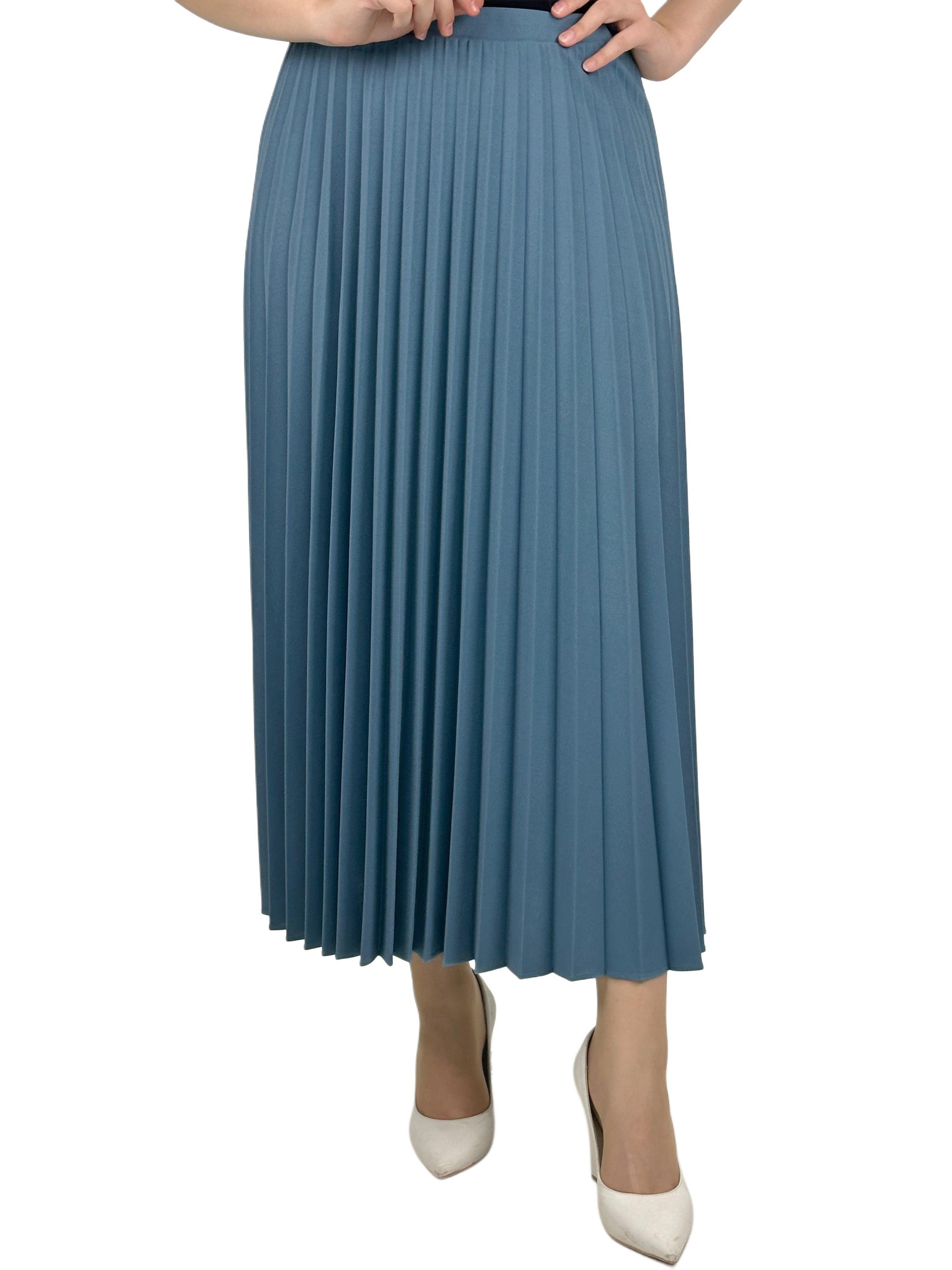 Büyük Beden Piliseli Etek Mavi OTW8311