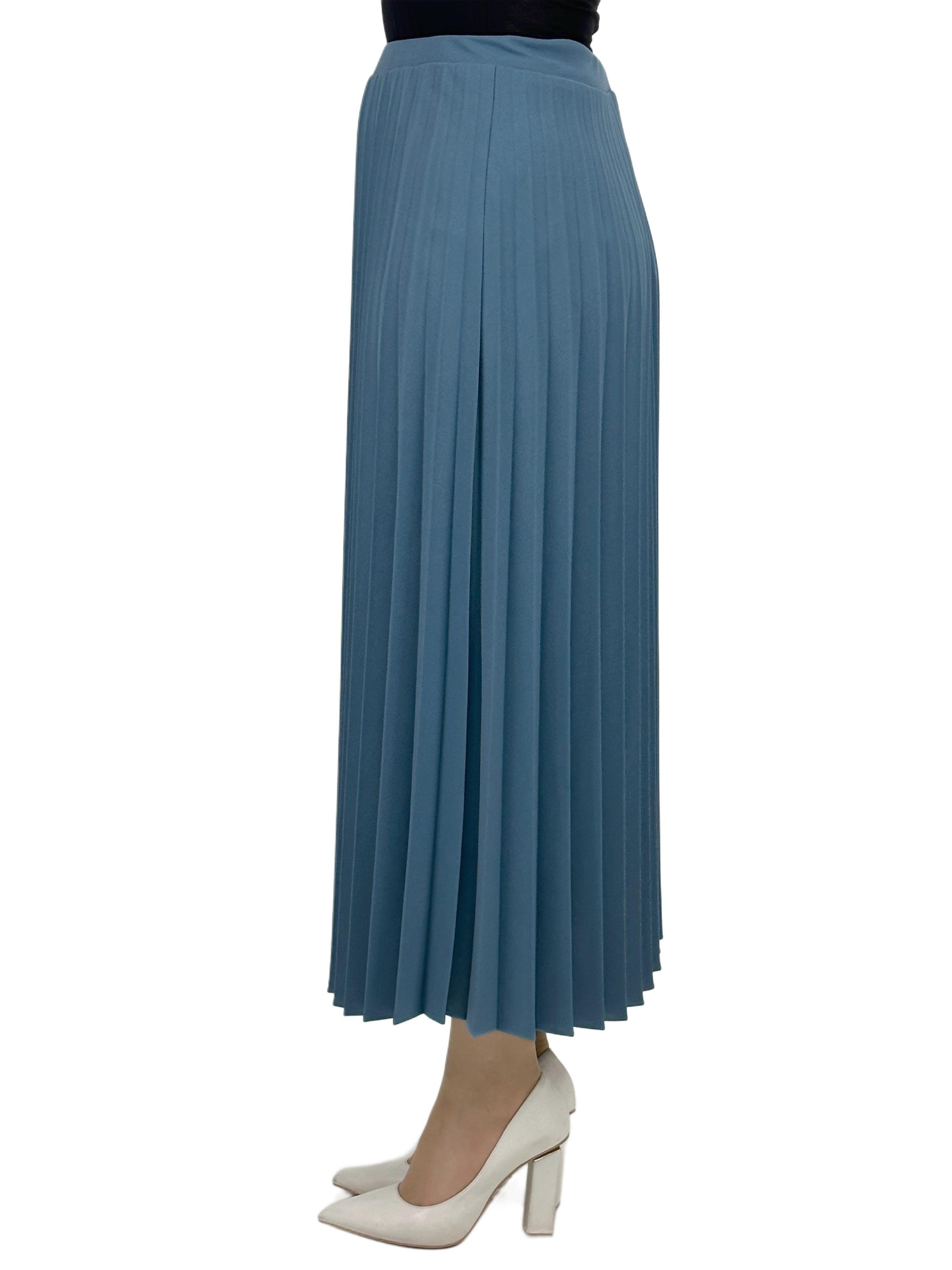 Büyük Beden Piliseli Etek Mavi OTW8311