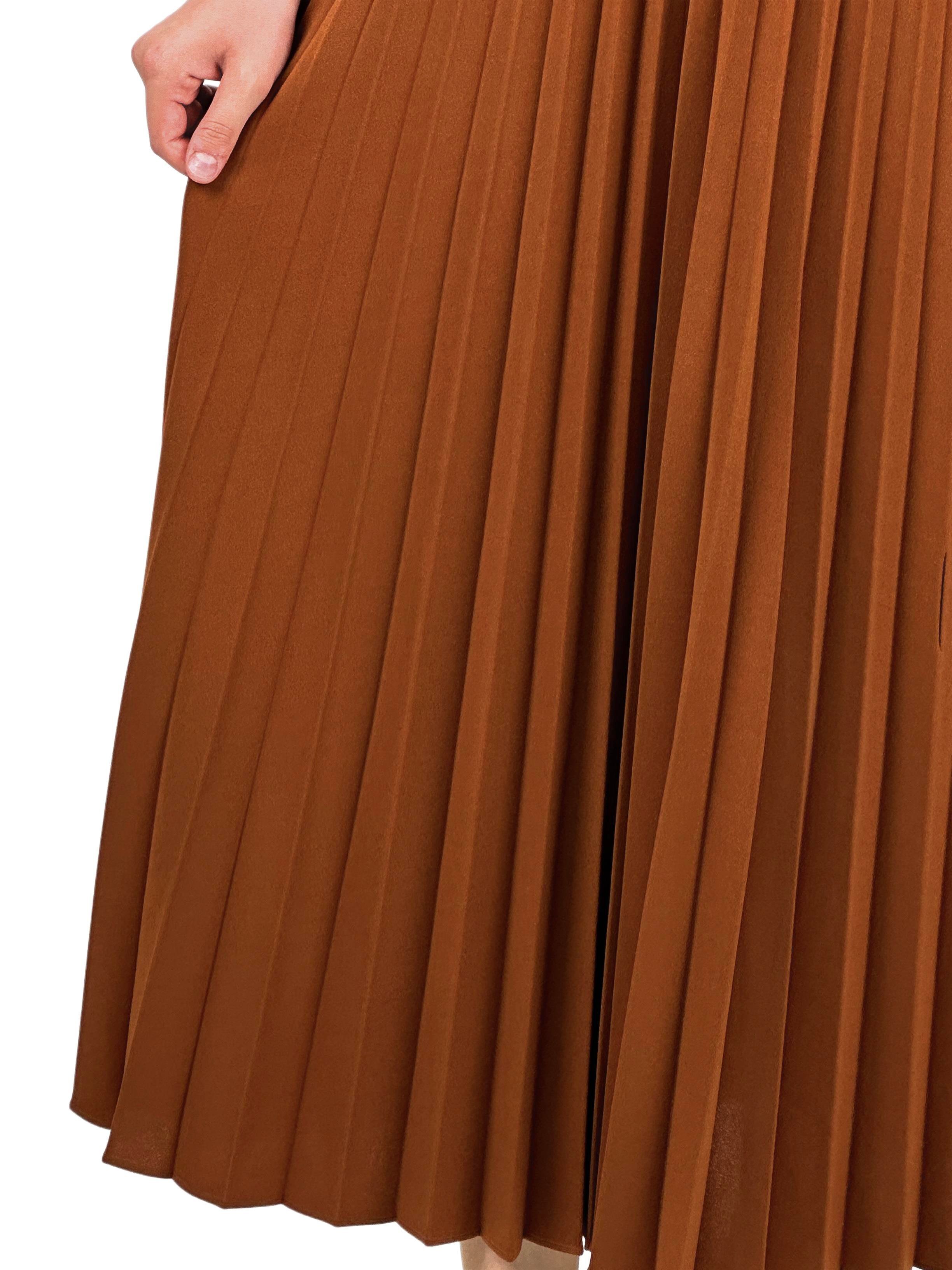 Büyük Beden Piliseli Etek Taba OTW8311