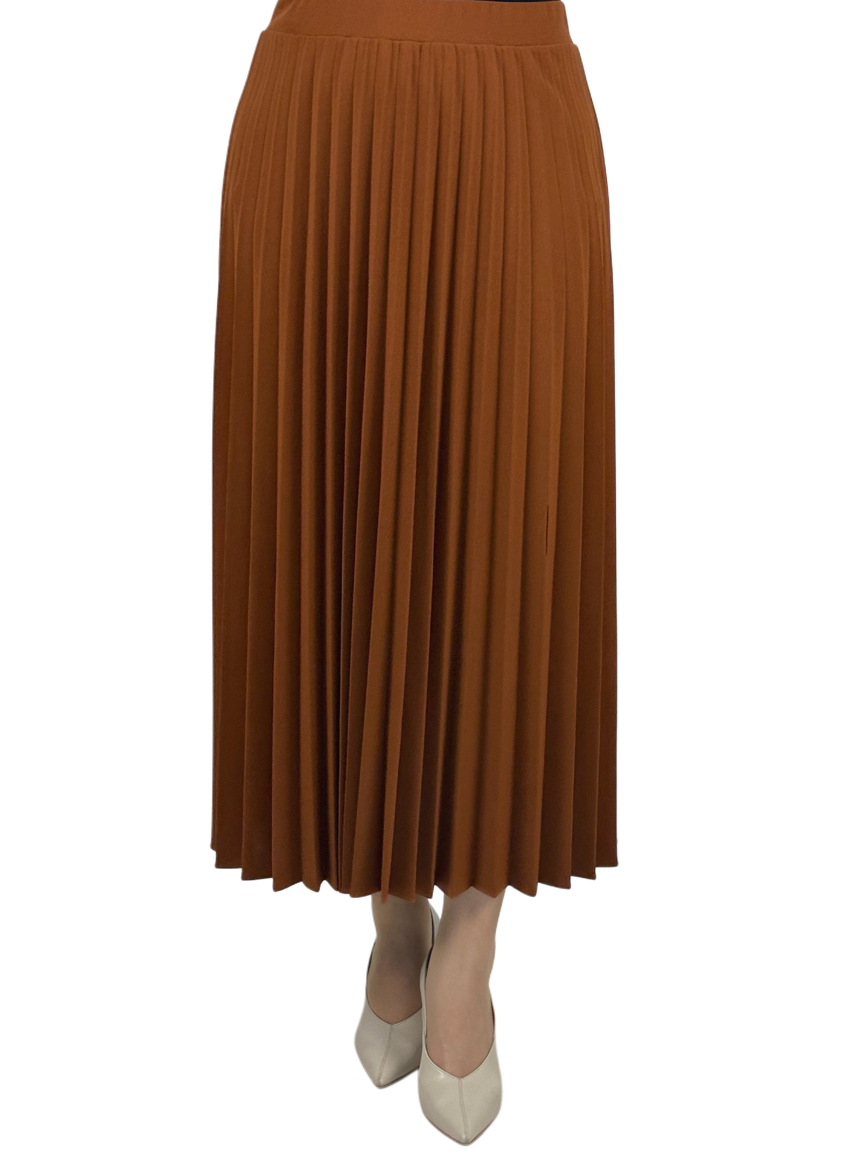 Büyük Beden Piliseli Etek Taba OTW8311