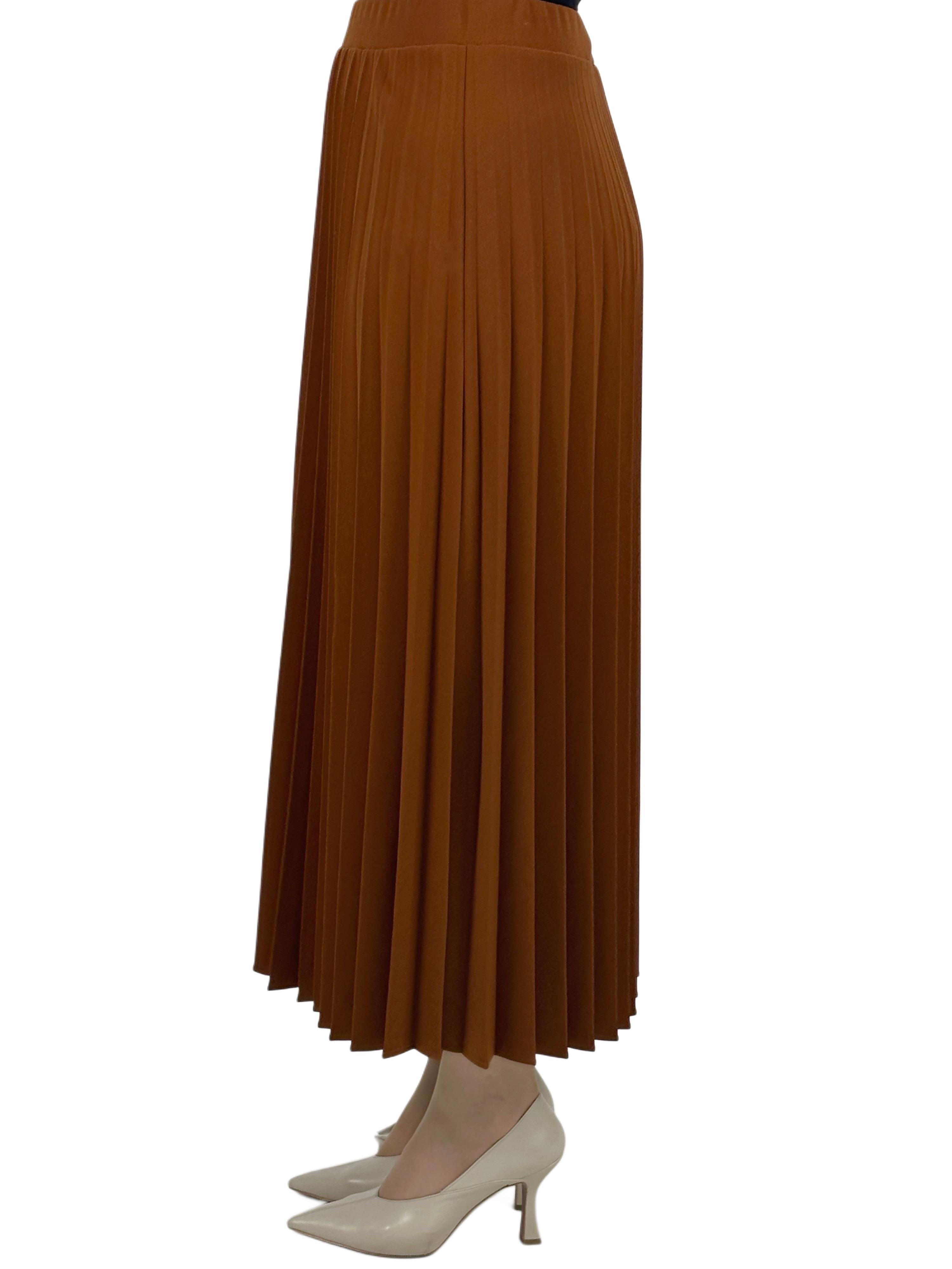 Büyük Beden Piliseli Etek Taba OTW8311