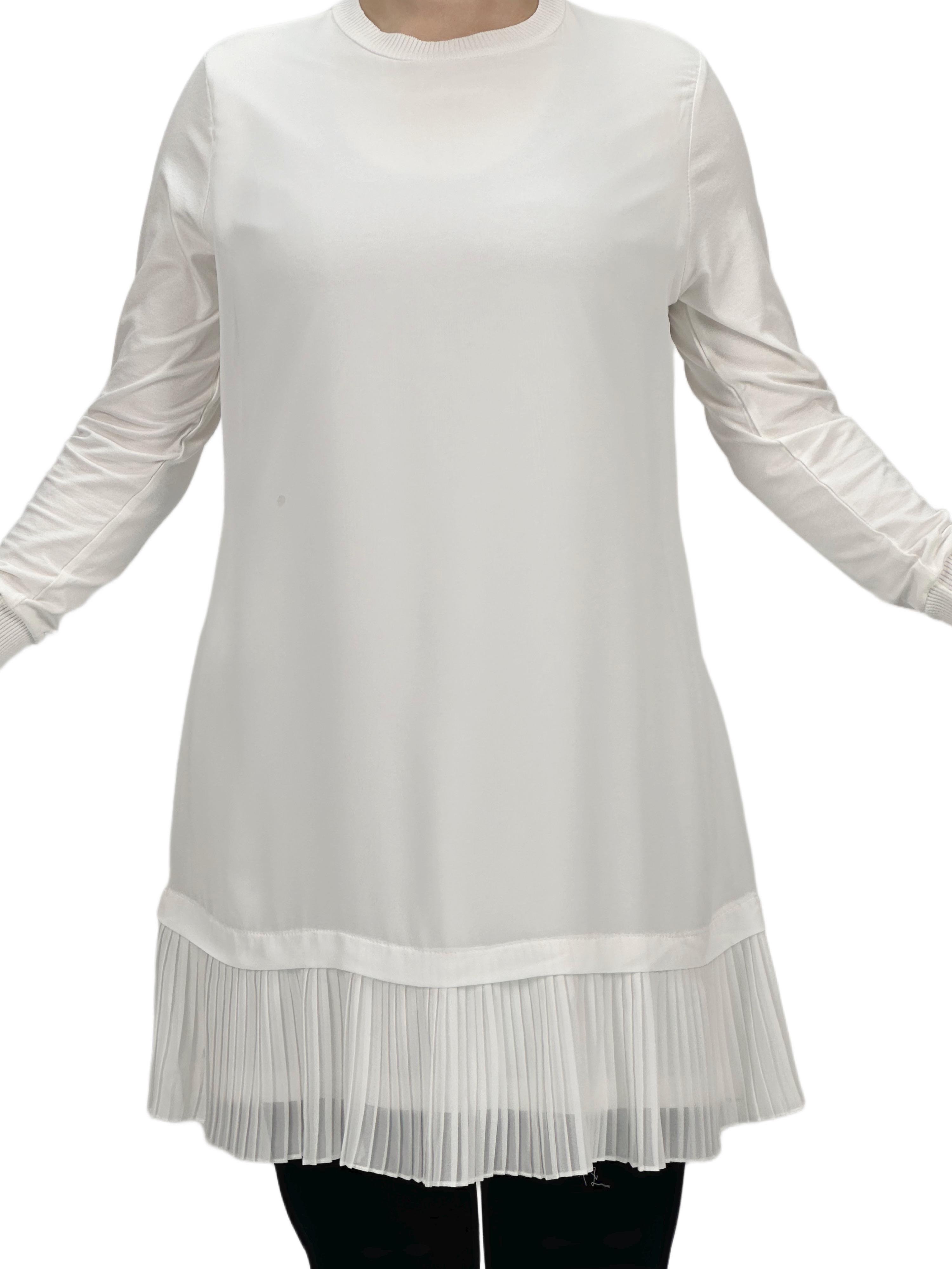 Büyük Beden Piliseli Kollu İçlik Ekru OTW877