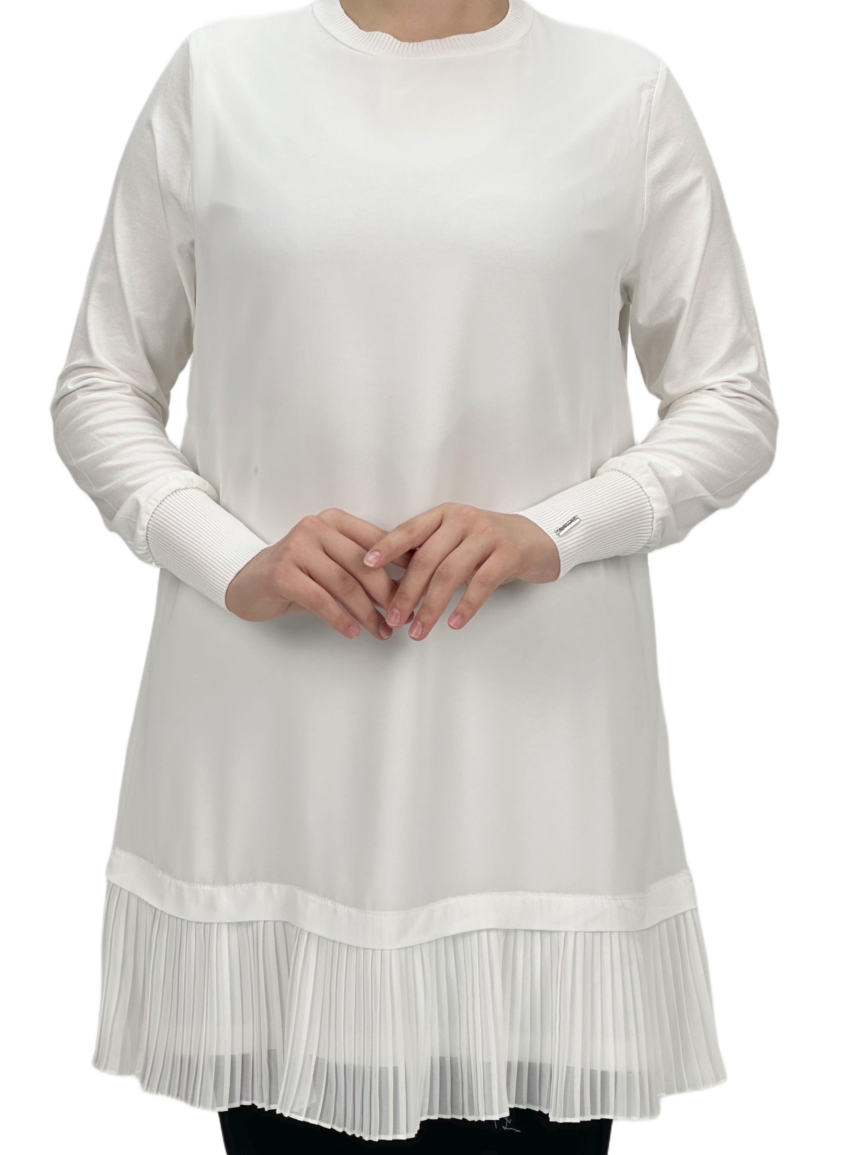 Büyük Beden Piliseli Kollu İçlik Ekru OTW877