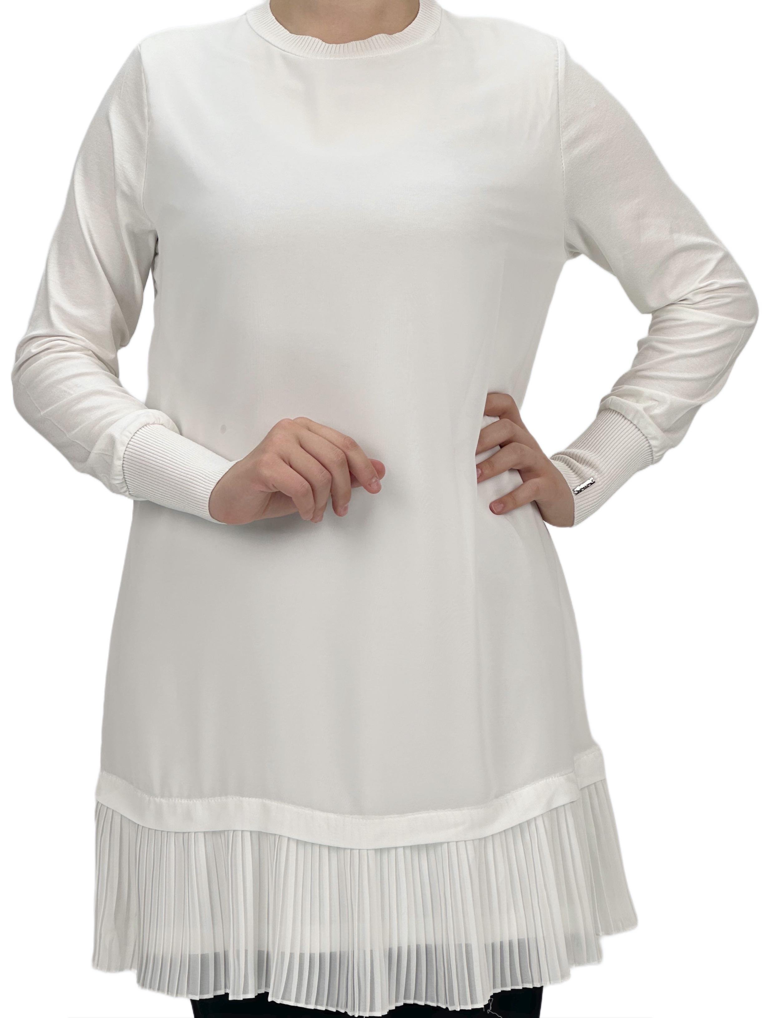 Büyük Beden Piliseli Kollu İçlik Ekru OTW877