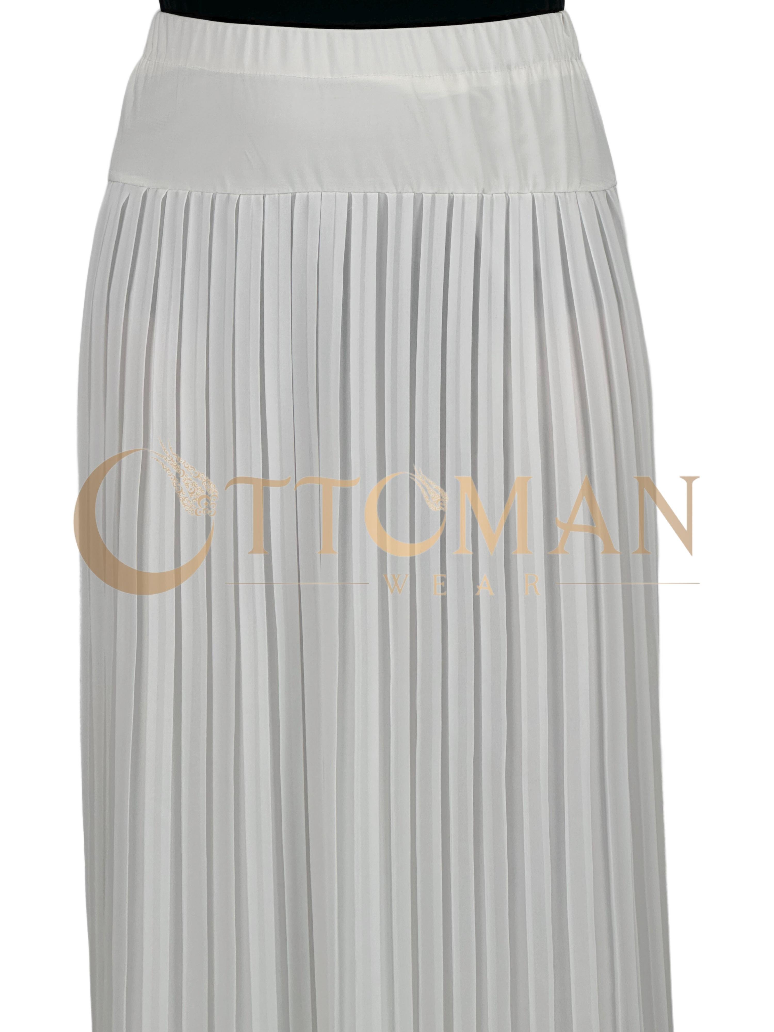 Büyük Beden Piliseli Şifon Etek Ekru OTW413