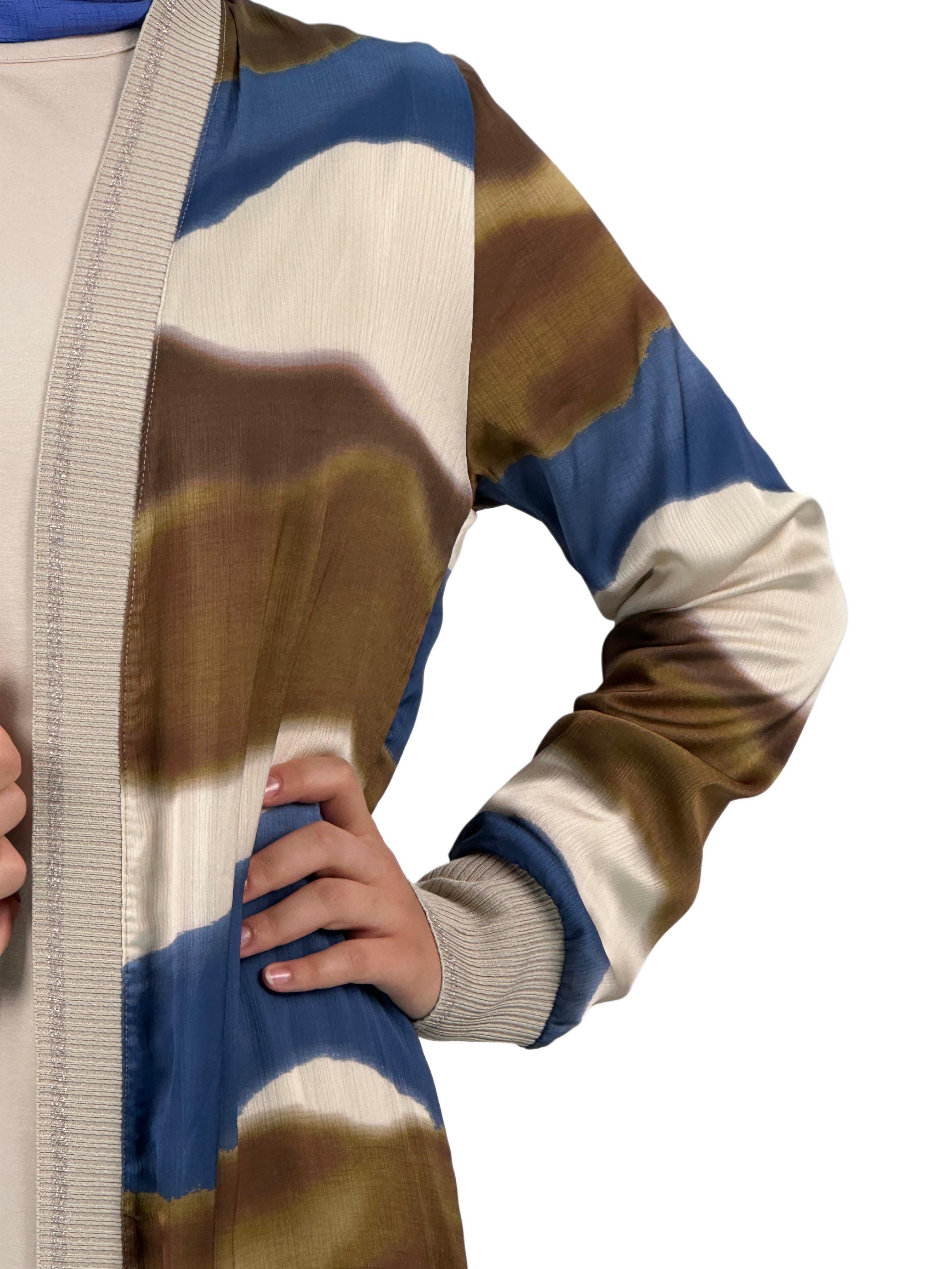 Büyük Beden Şifon Ceket Mavi OTW446