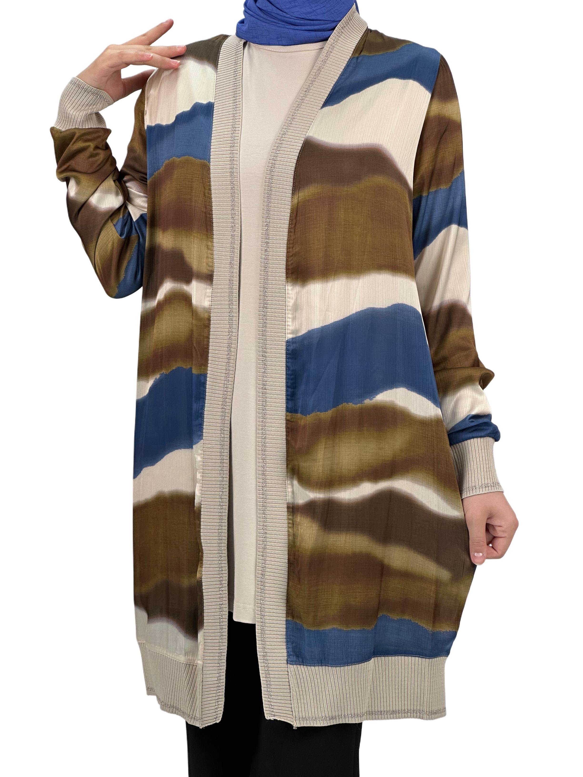 Büyük Beden Şifon Ceket Mavi OTW446