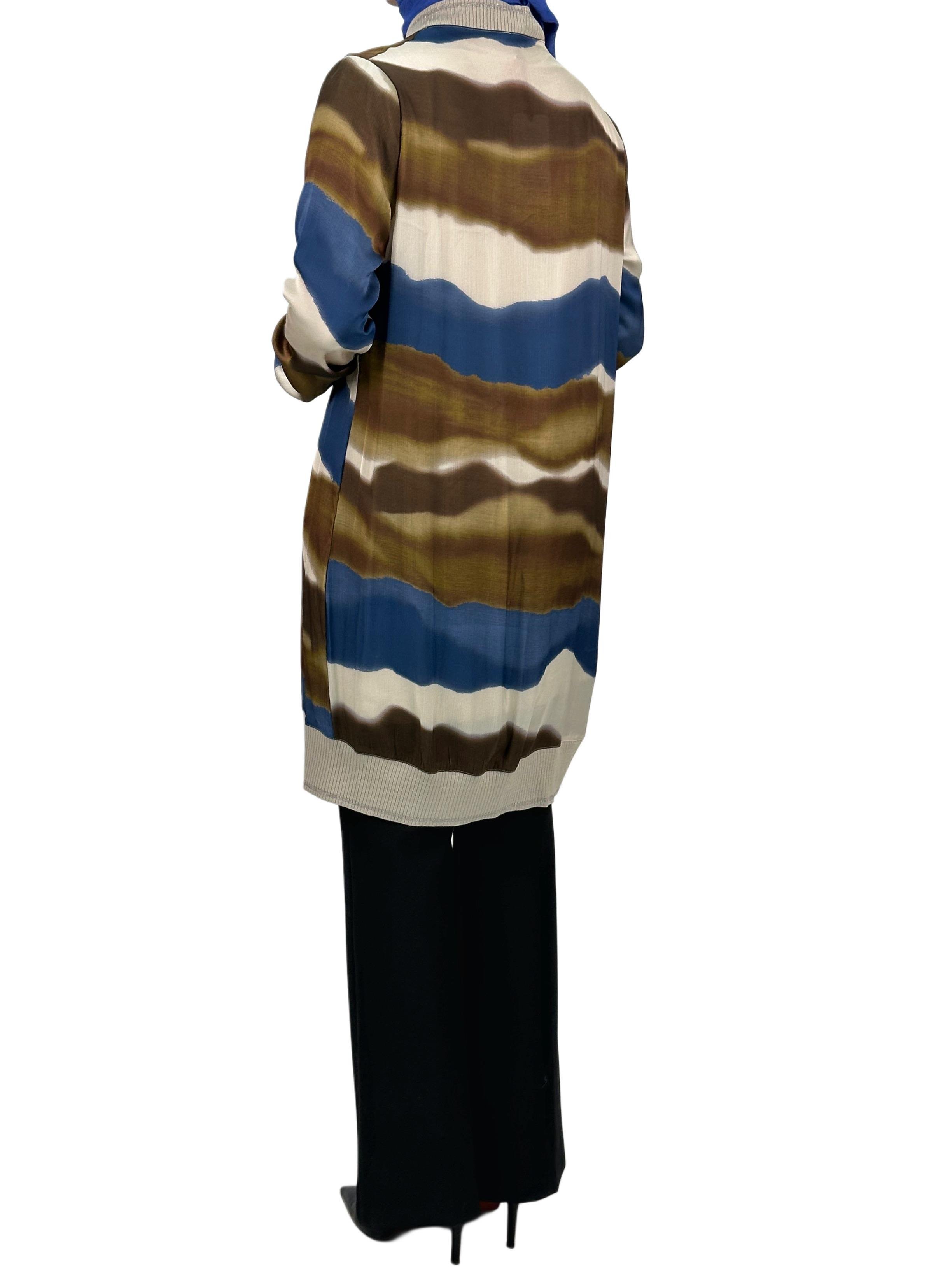 Büyük Beden Şifon Ceket Mavi OTW446