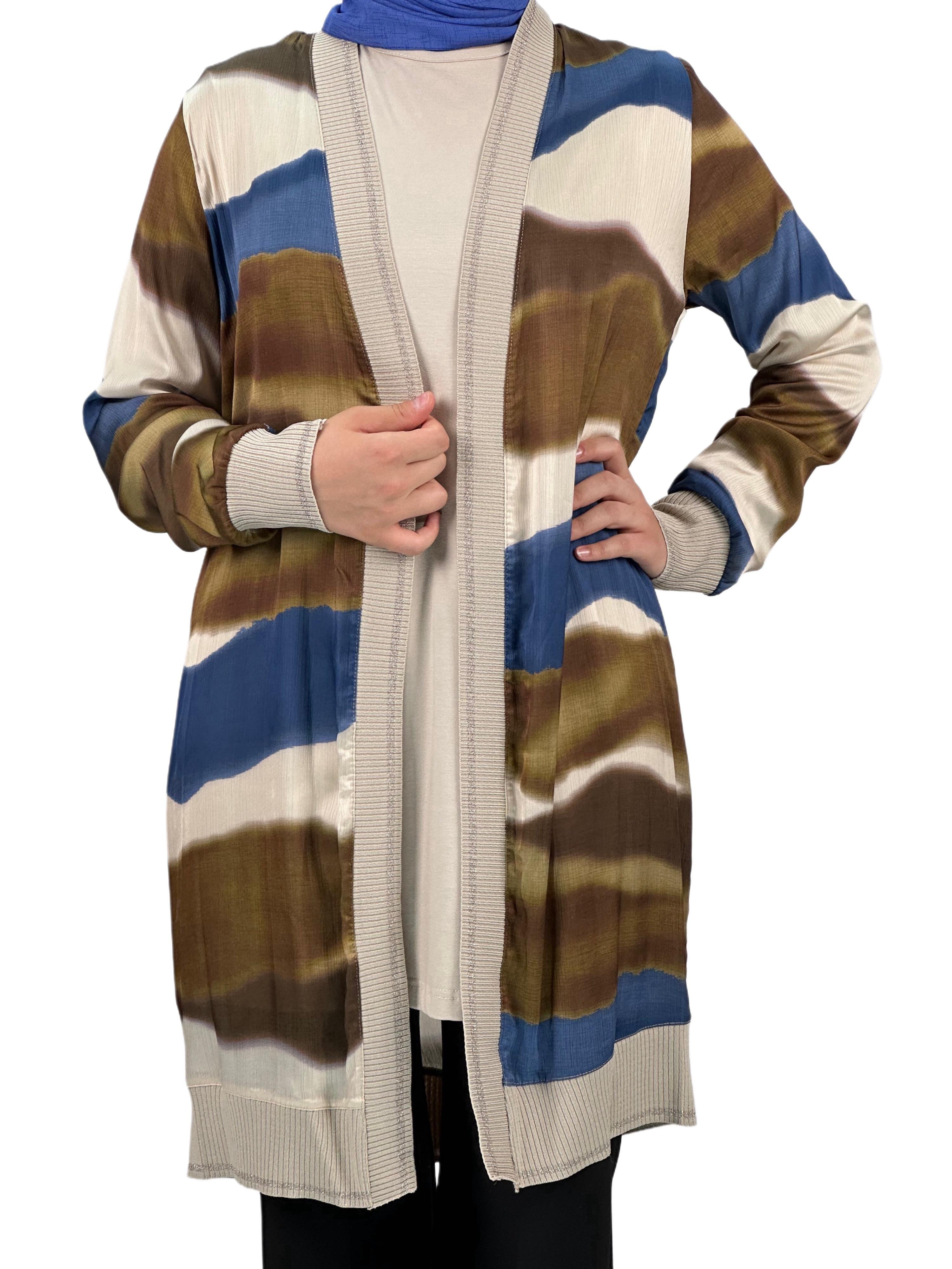 Büyük Beden Şifon Ceket Mavi OTW446