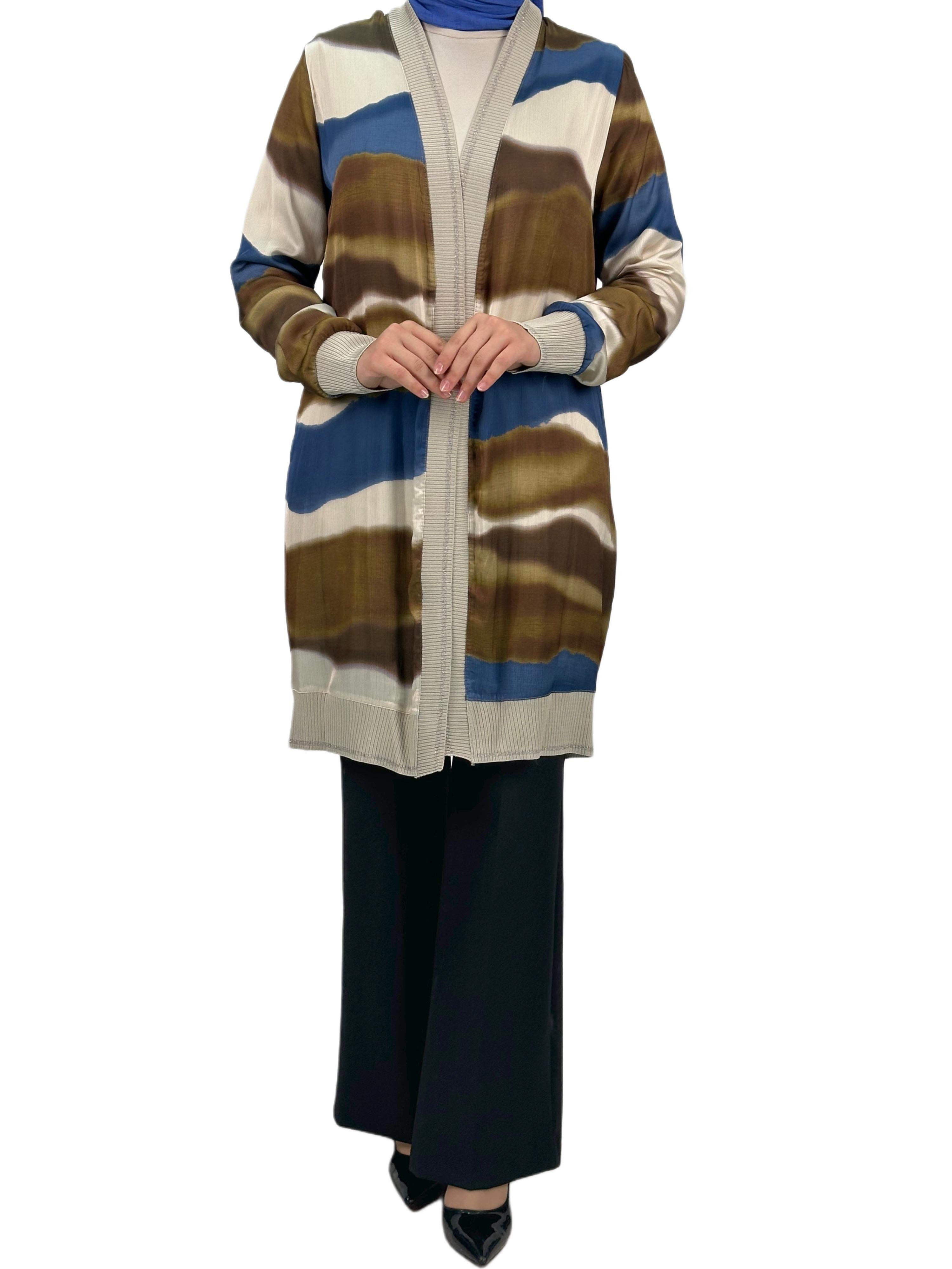 Büyük Beden Şifon Ceket Mavi OTW446